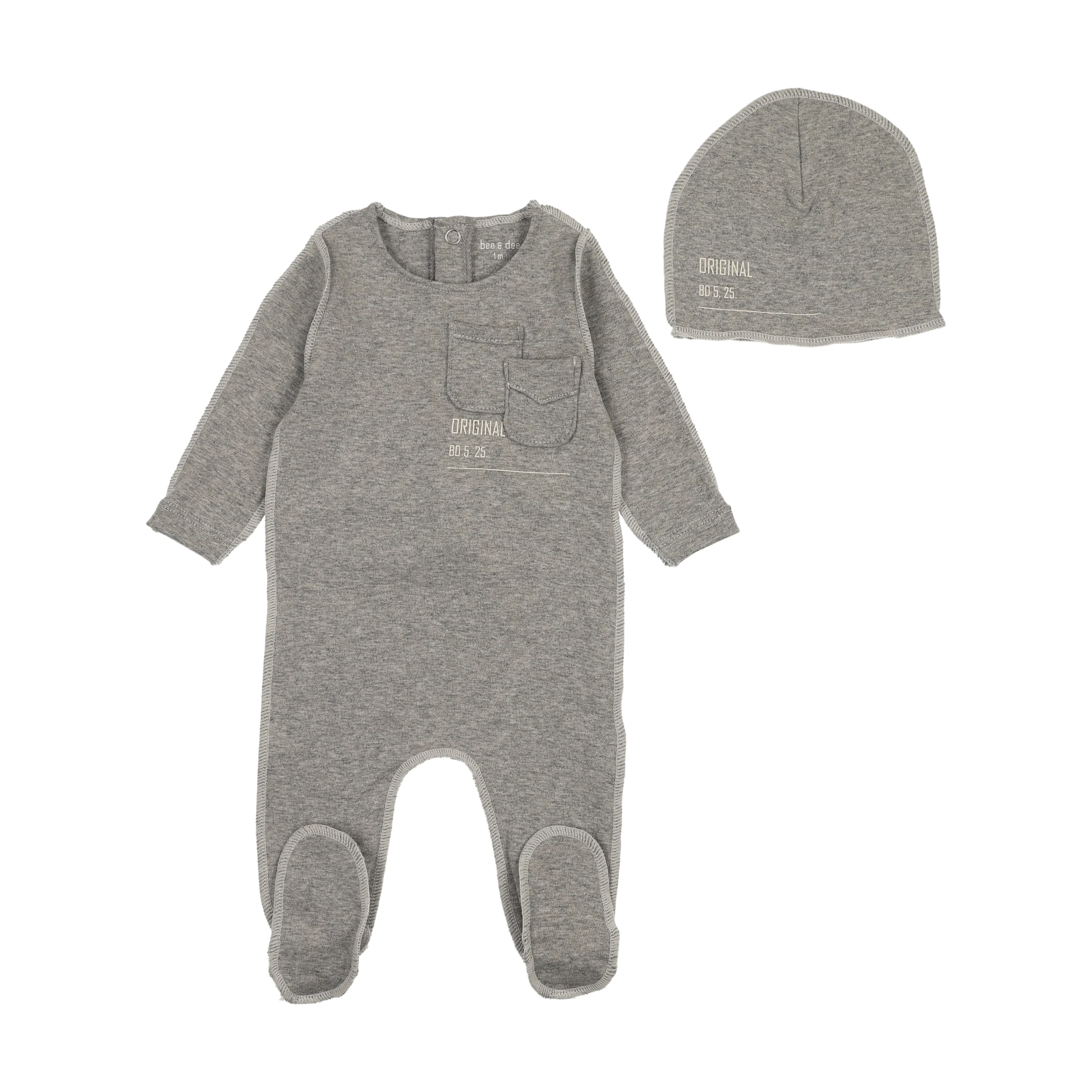 Bee & Dee Sewing Pattern Footie And Beanie - French Grey