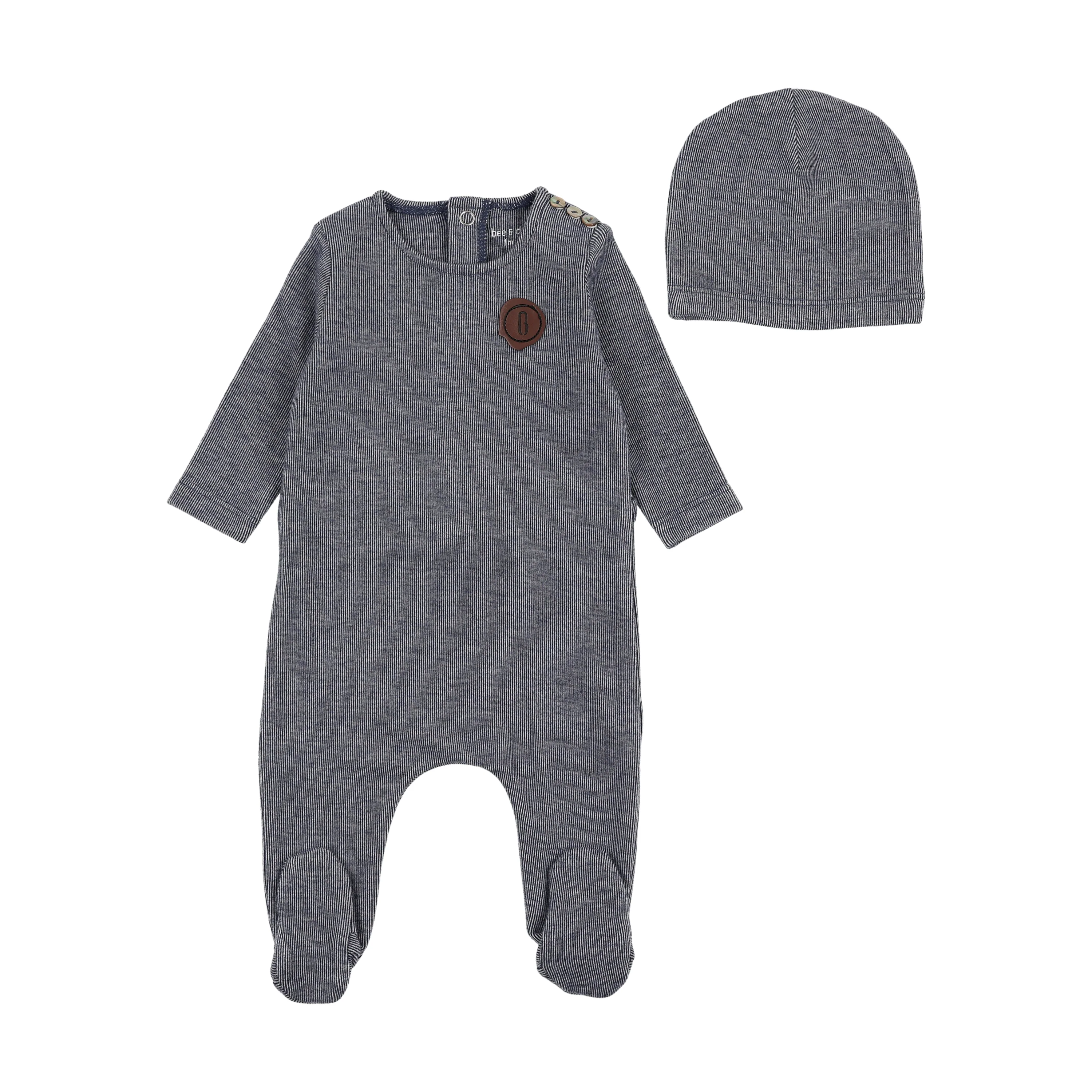 Bee & Dee Snuggle Soft Footie And Beanie - Captain Blue