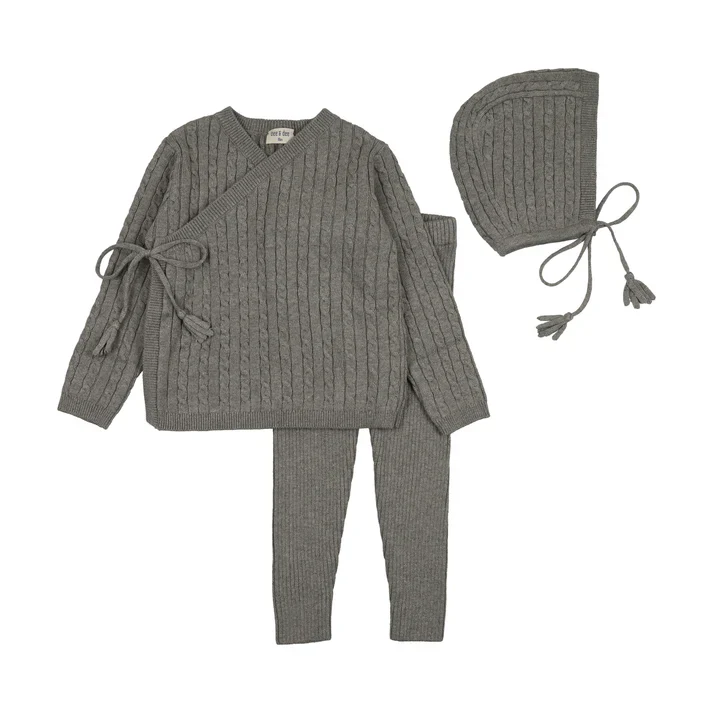 Bee & Dee Soft Cable Knit Outfit And Bonnet - Charcoal - Image 2