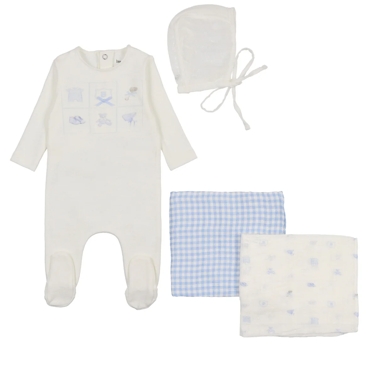 Bee & Dee Take-me-Home Gingham Boys 3PC Set - Chalk White
