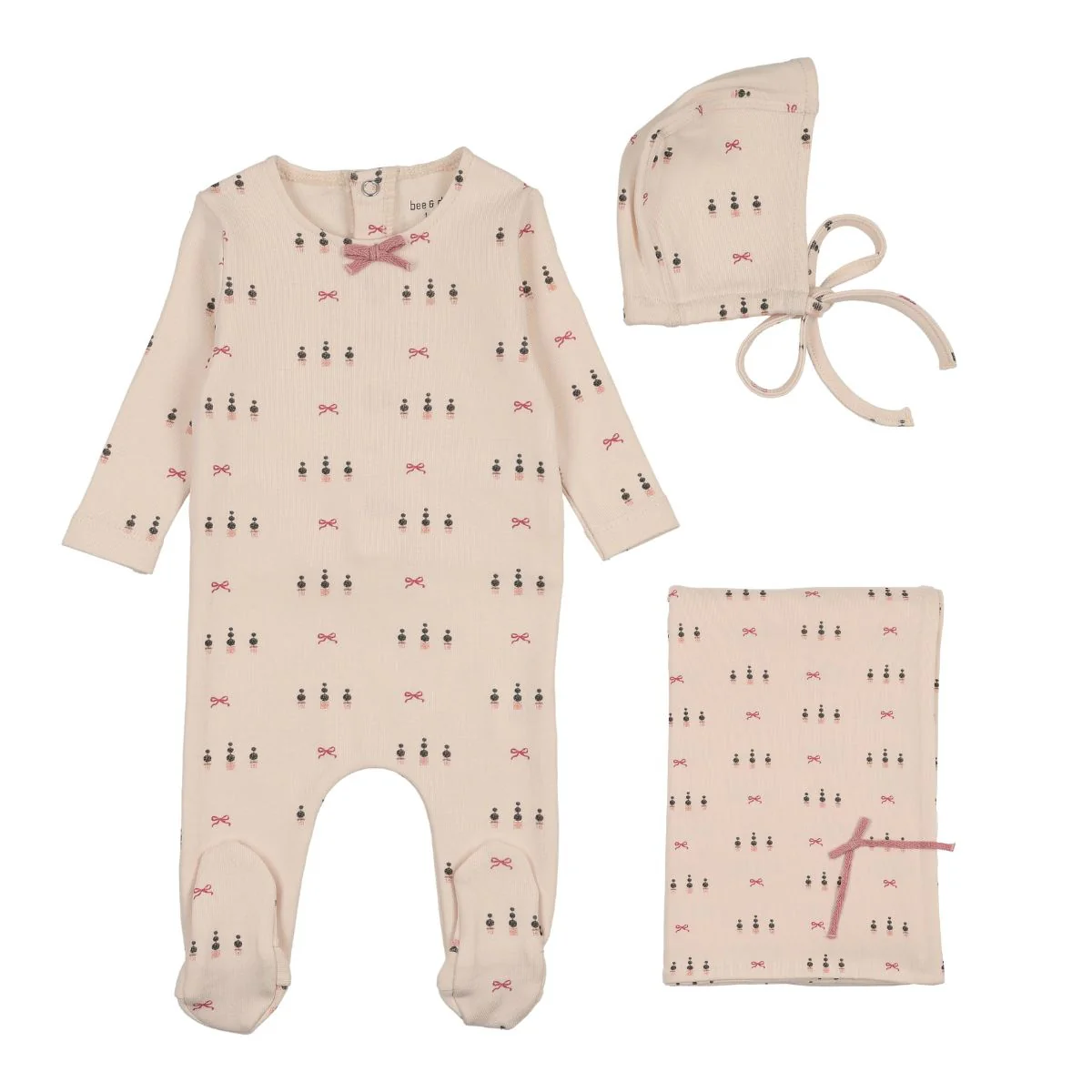 Bee & Dee Topiaries And Bows Layette Set - Vintage Pink