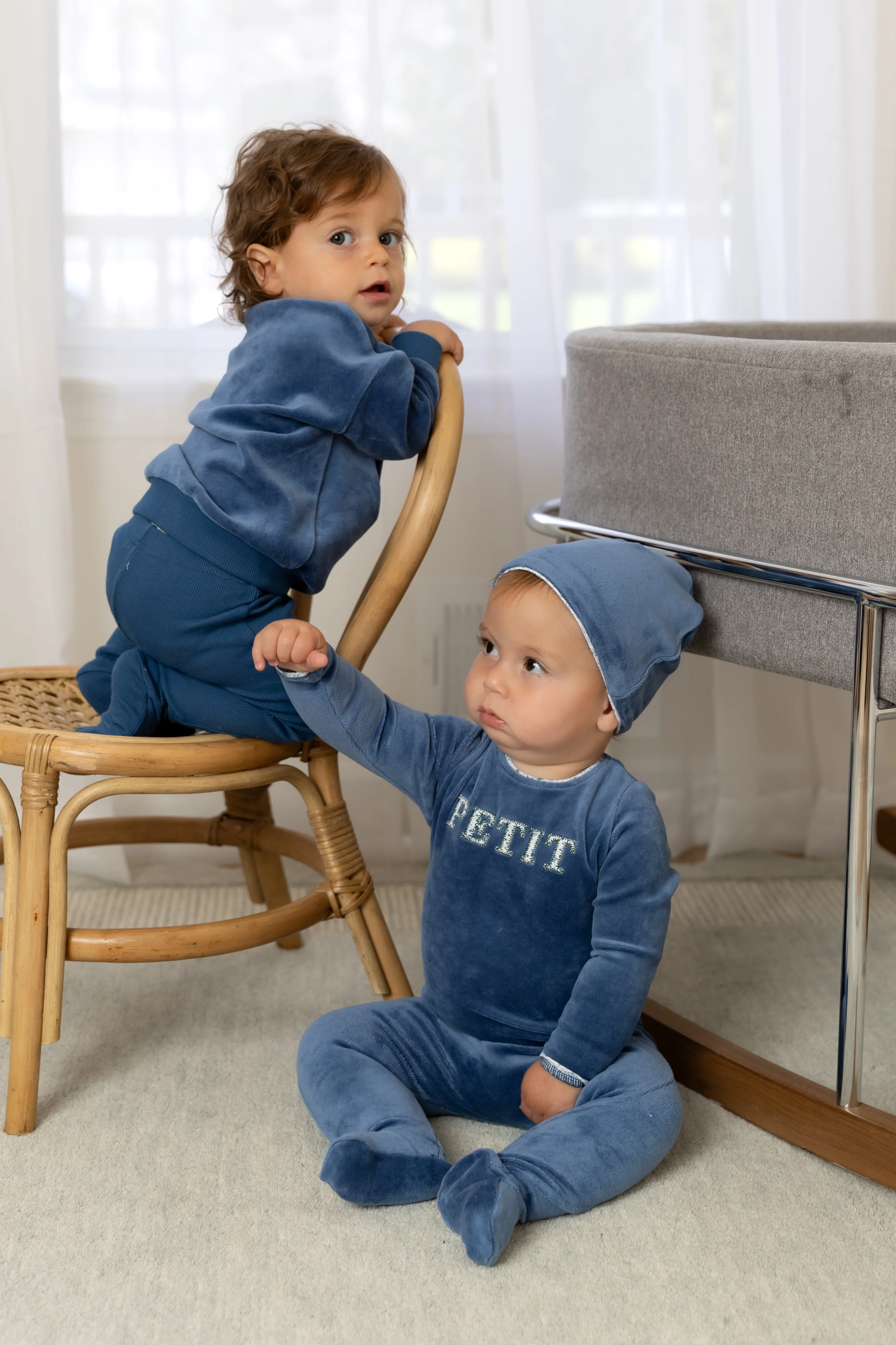 Bee & Dee Velour Petite Footie And Beanie - Marina - Image 2