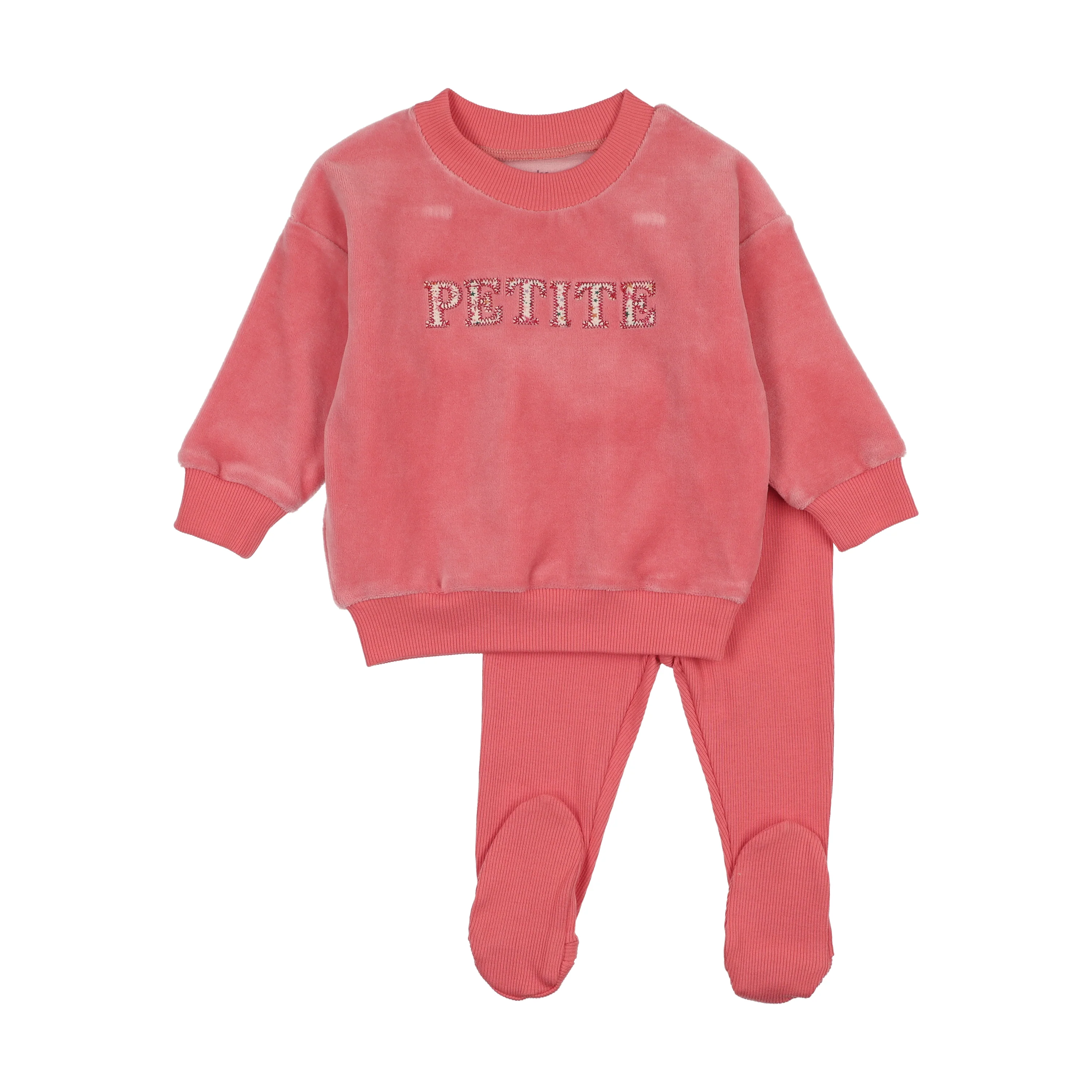Bee & Dee Velour Petite Two Piece Set - Hibiscus OPEN FEET