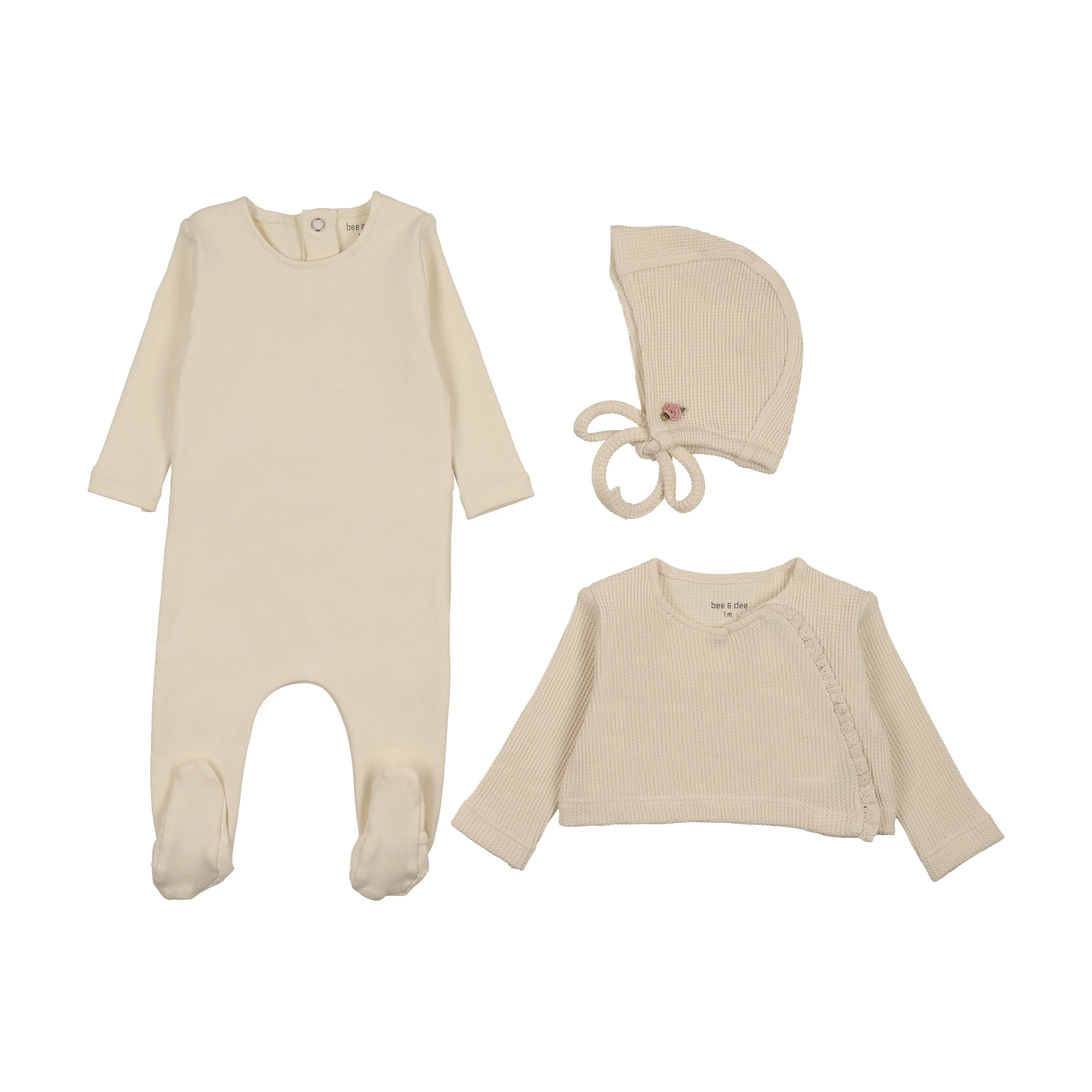 Bee & Dee Waffle Sweater Set - Ivory Girls - Image 2