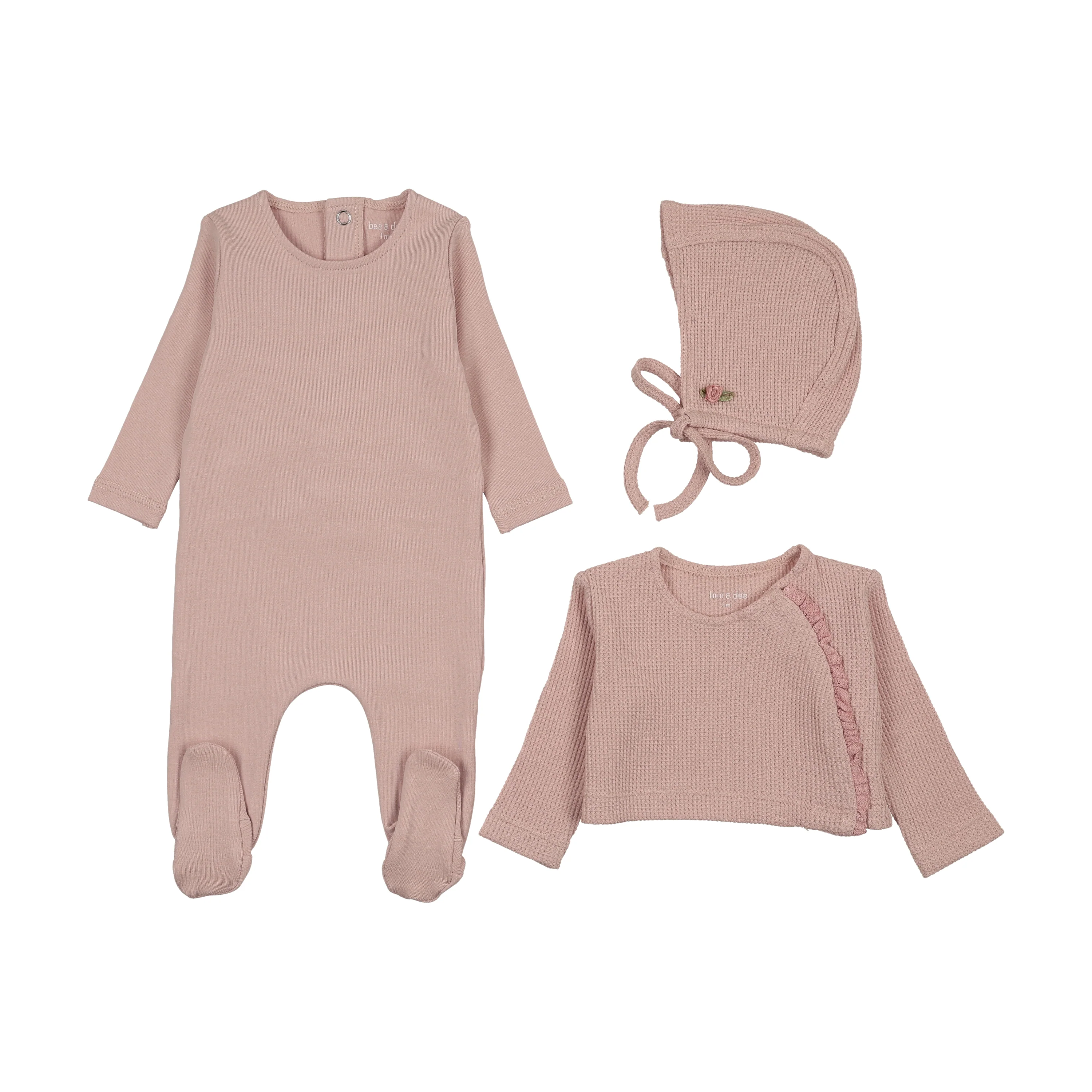 Bee & Dee Waffle Sweater Set - Muted Pink - Image 2