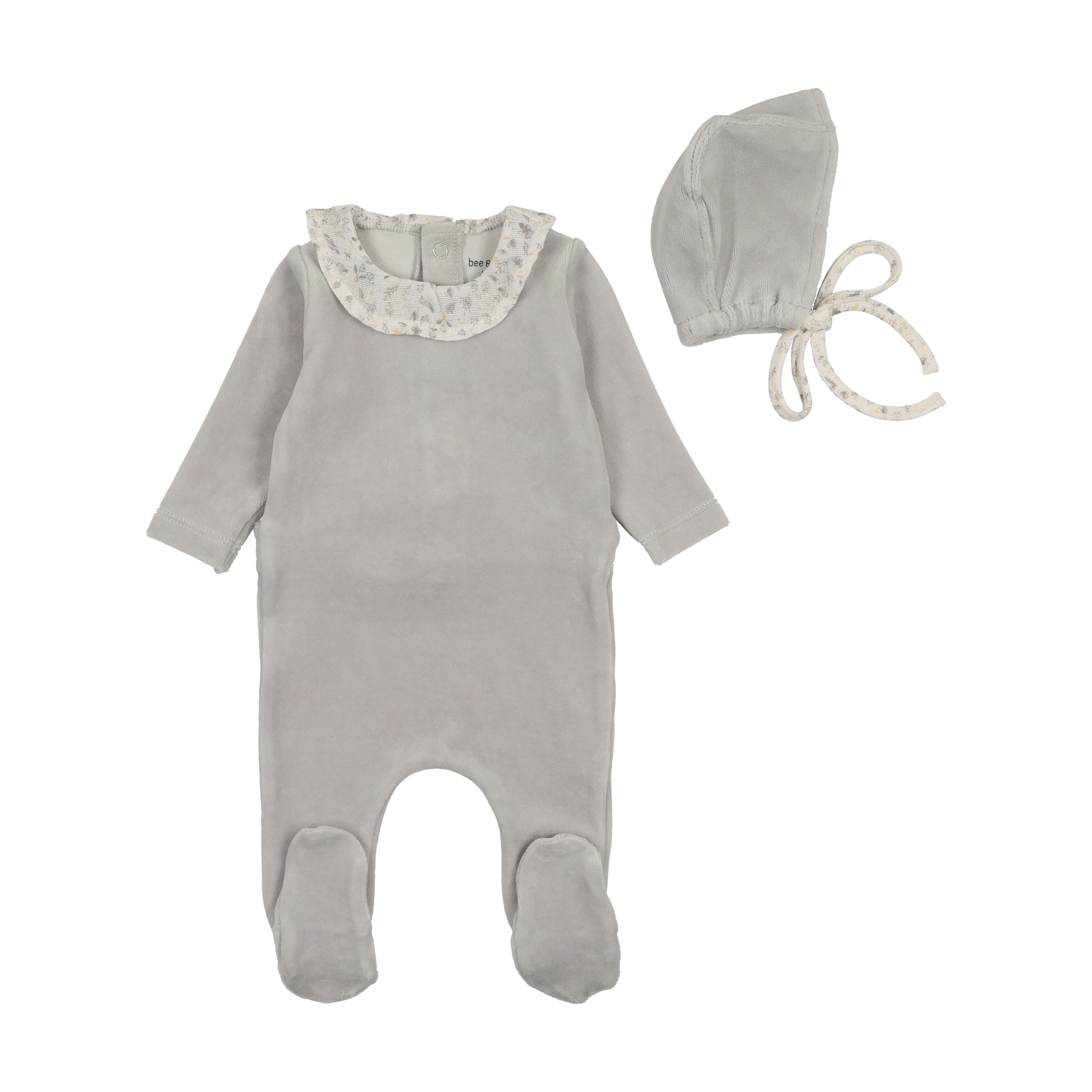 Bee & Dee Whimsical Bloom Collar Footie And Bonnet - Fortress