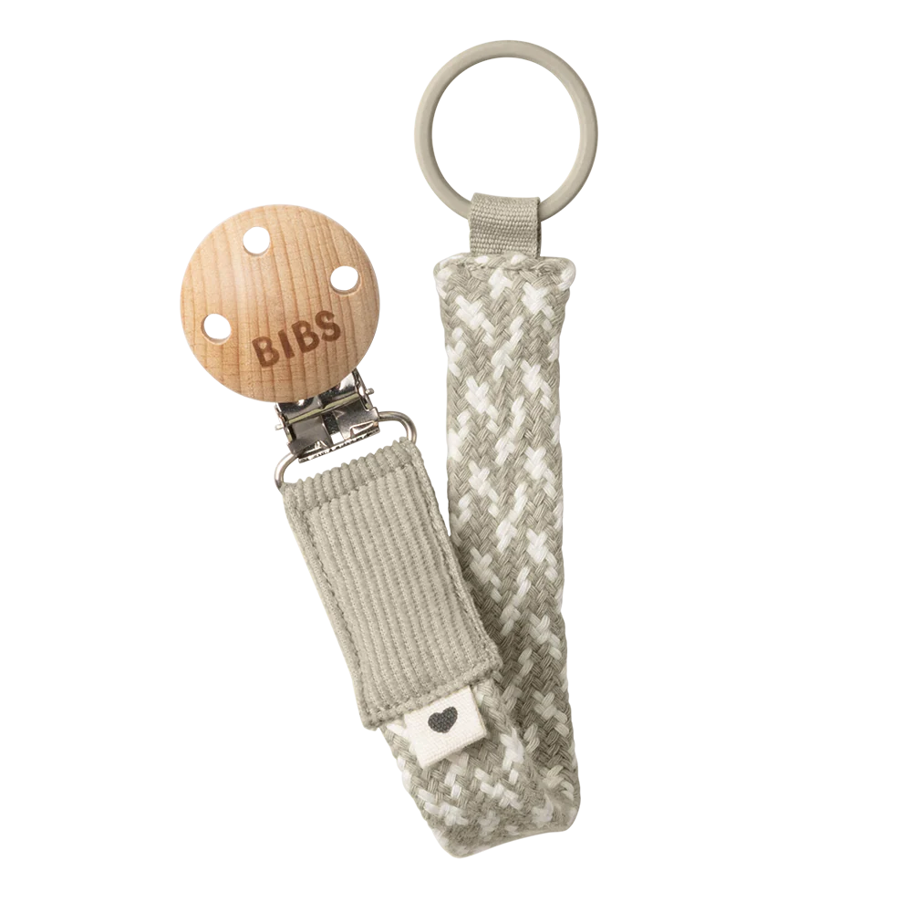 Bibs Pacifier Braided Clip - Sand/Ivory