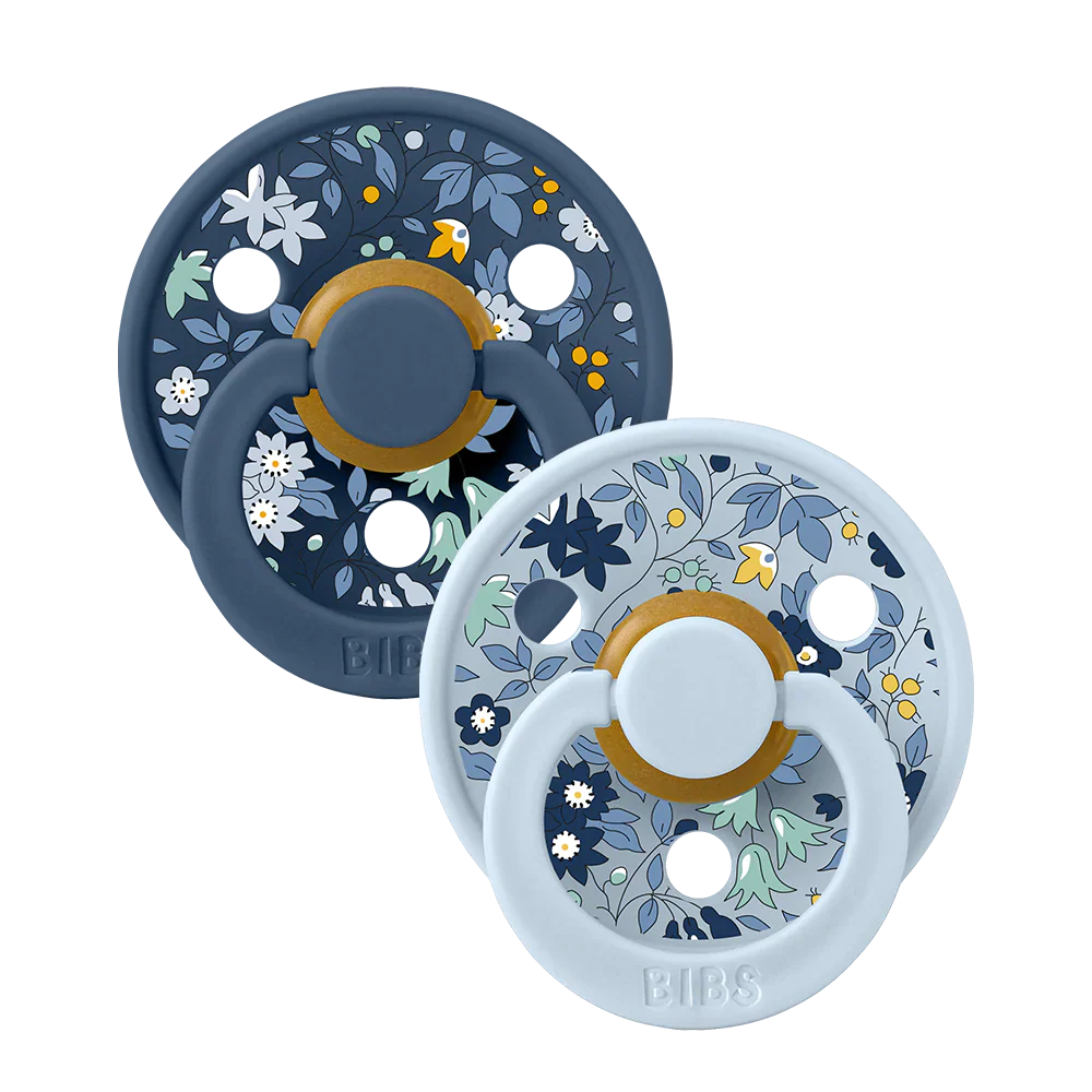 Bibs Pacifier De Lux Liberty Natural Rubber 2 Pk Chamomile Lawn Baby Blue Mix One Size