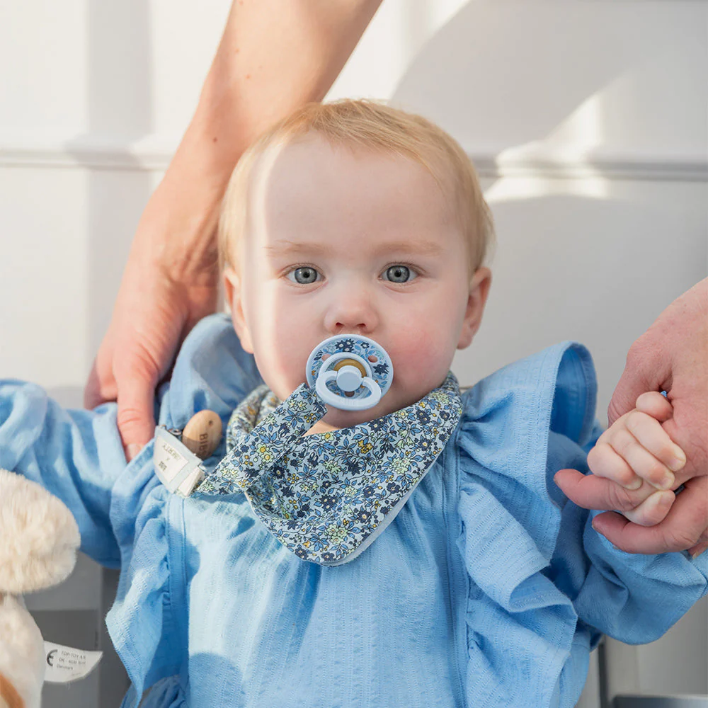 Bibs Pacifier X Liberty Pacifier Clip - Chamomile Lawn Baby Blue - Image 2