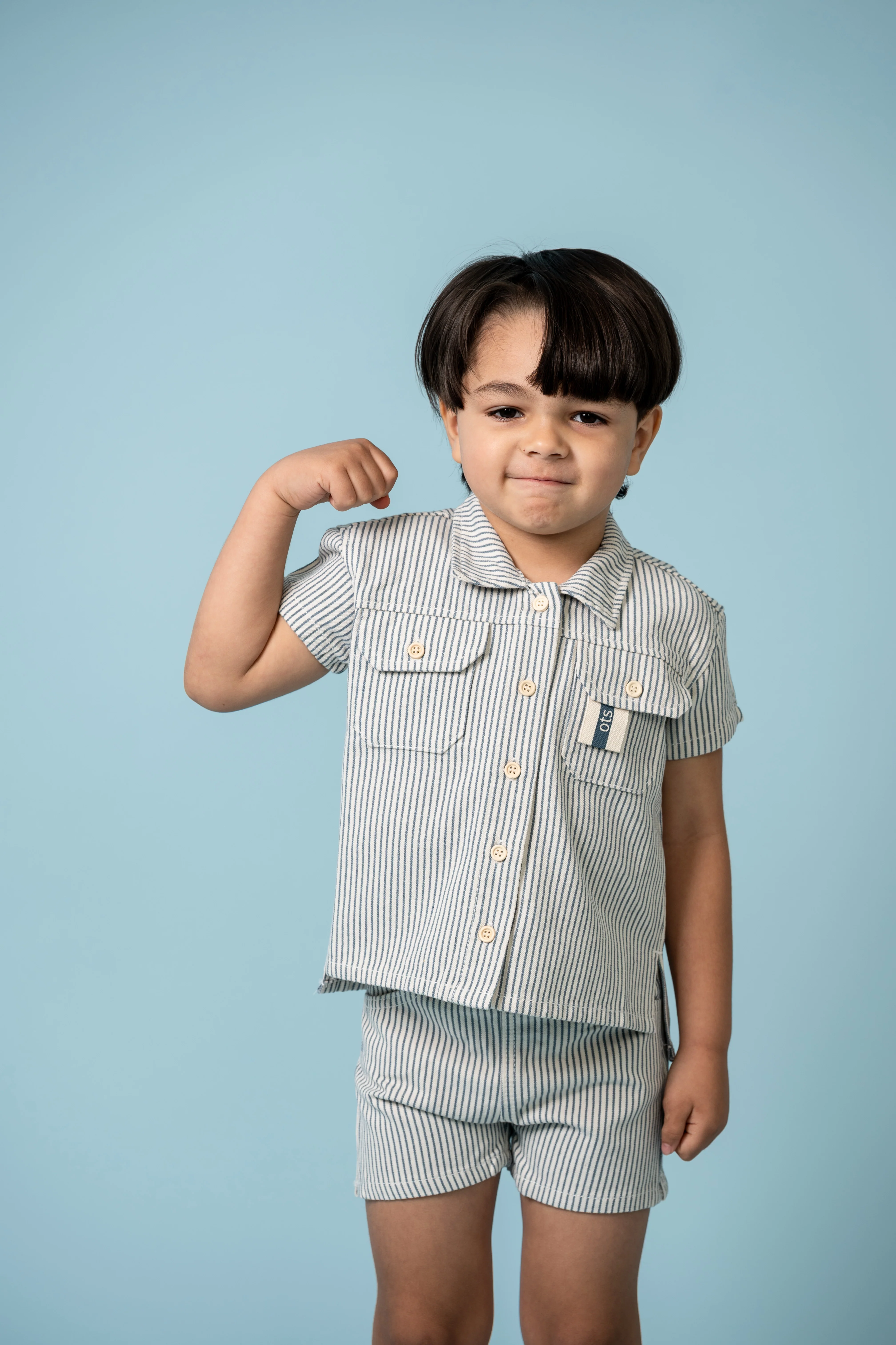 Birnham On The Sea Boys Shorts - Blue Stripe - Image 3