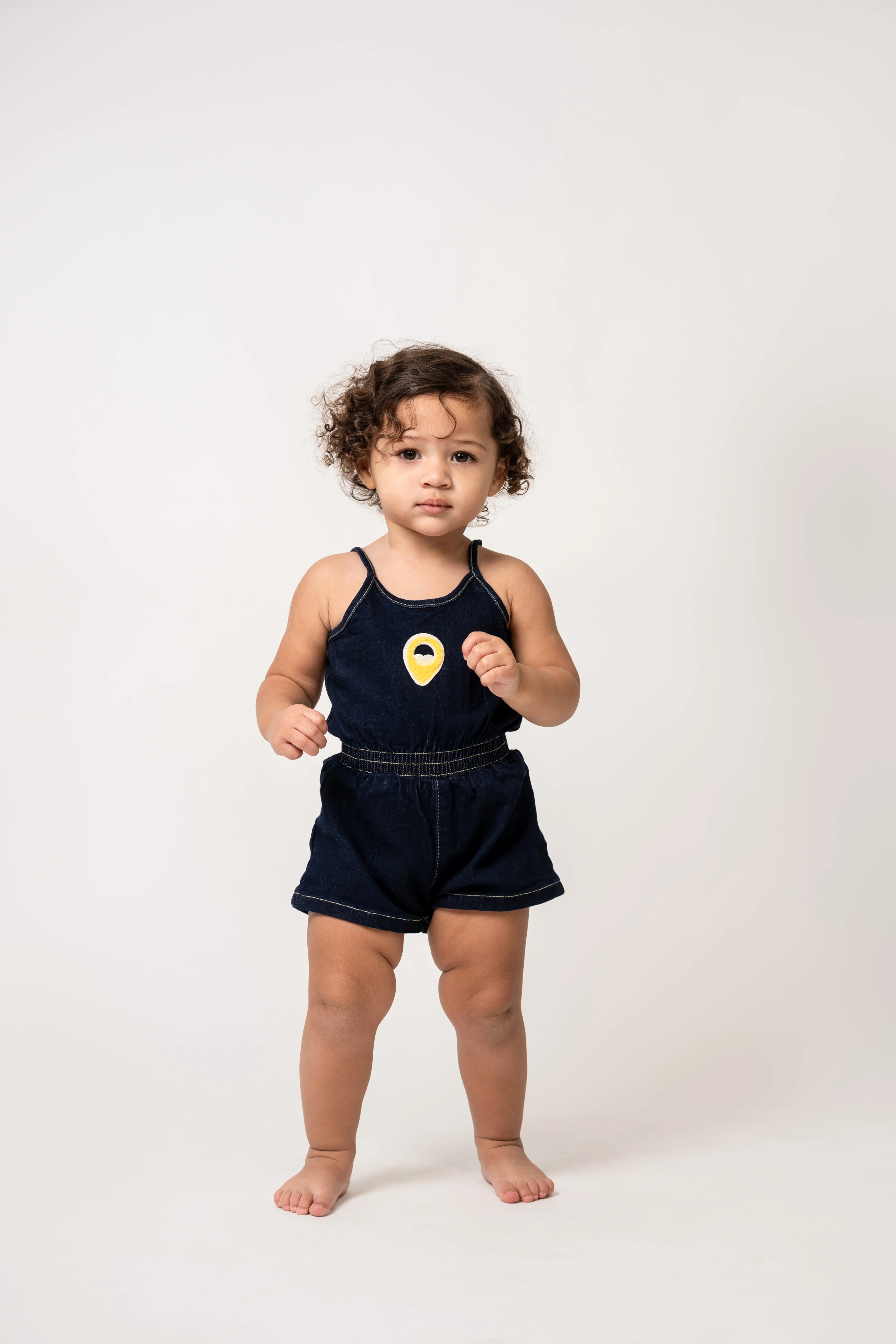 Birnham On The Sea Girls Gathered Romper - Indigo - Image 2