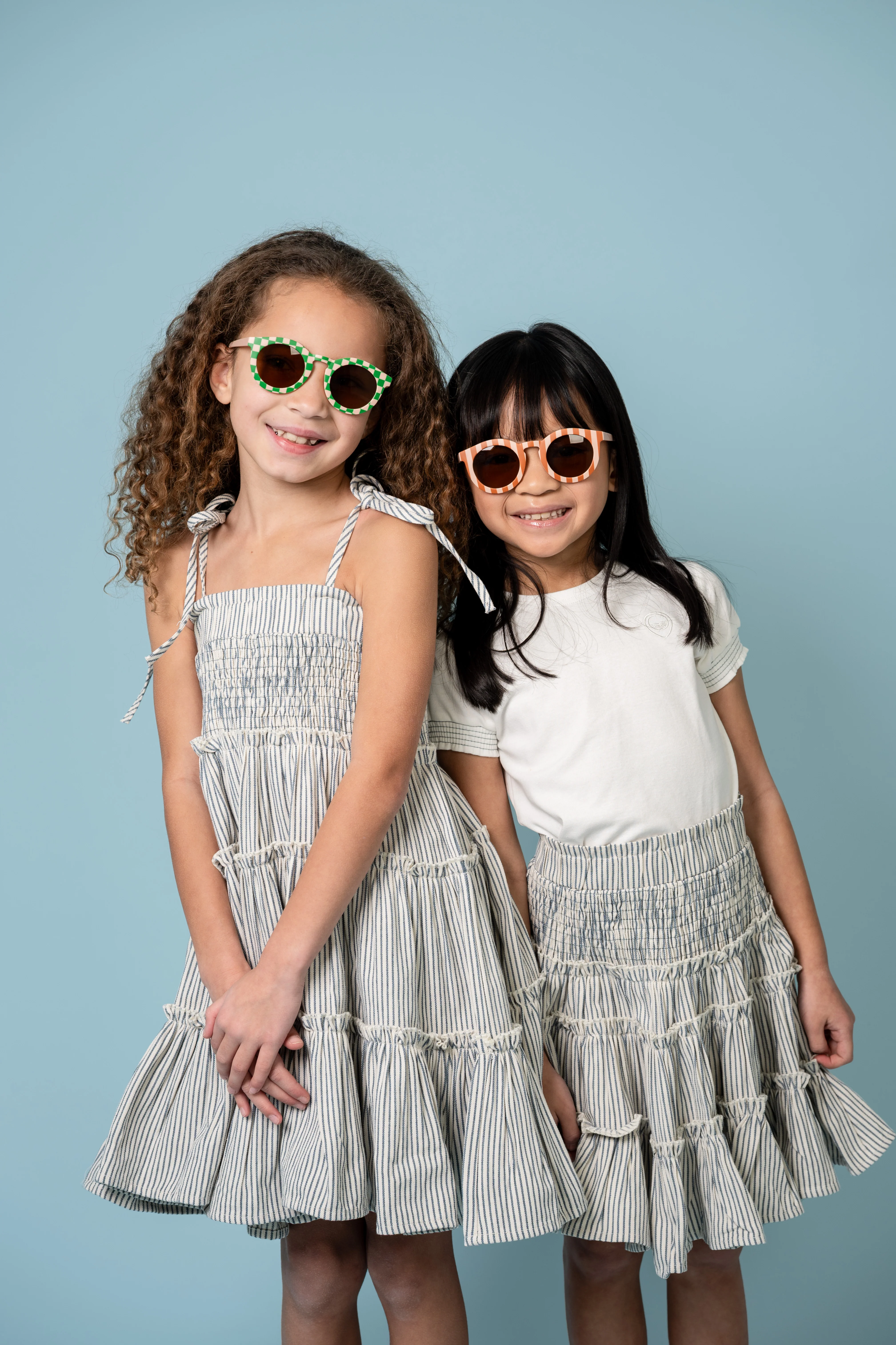 Birnham On The Sea Ruffle Skirt - Blue Denim Stripe - Image 3