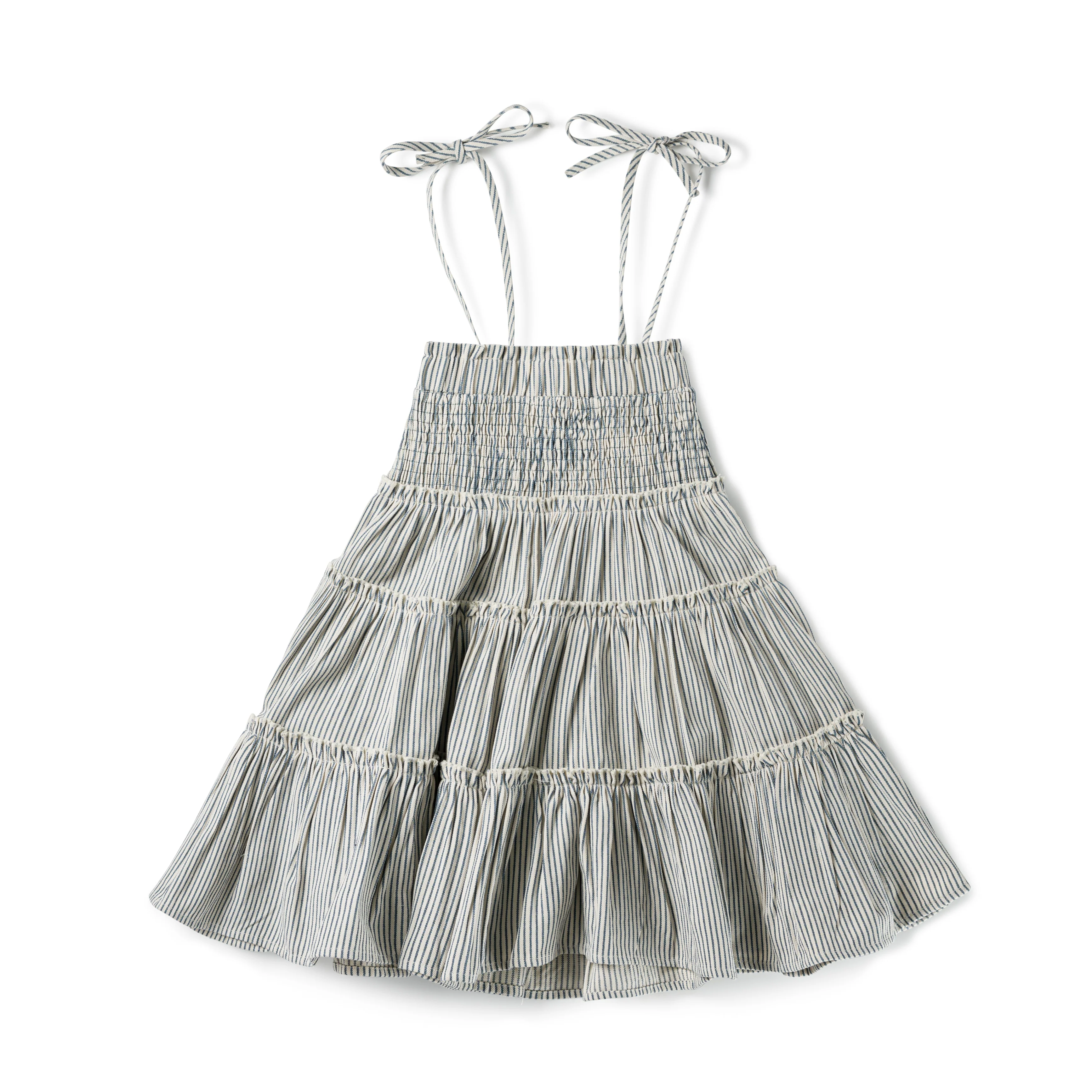 Birnham On The Sea Smocked Jumper - Blue Stripe