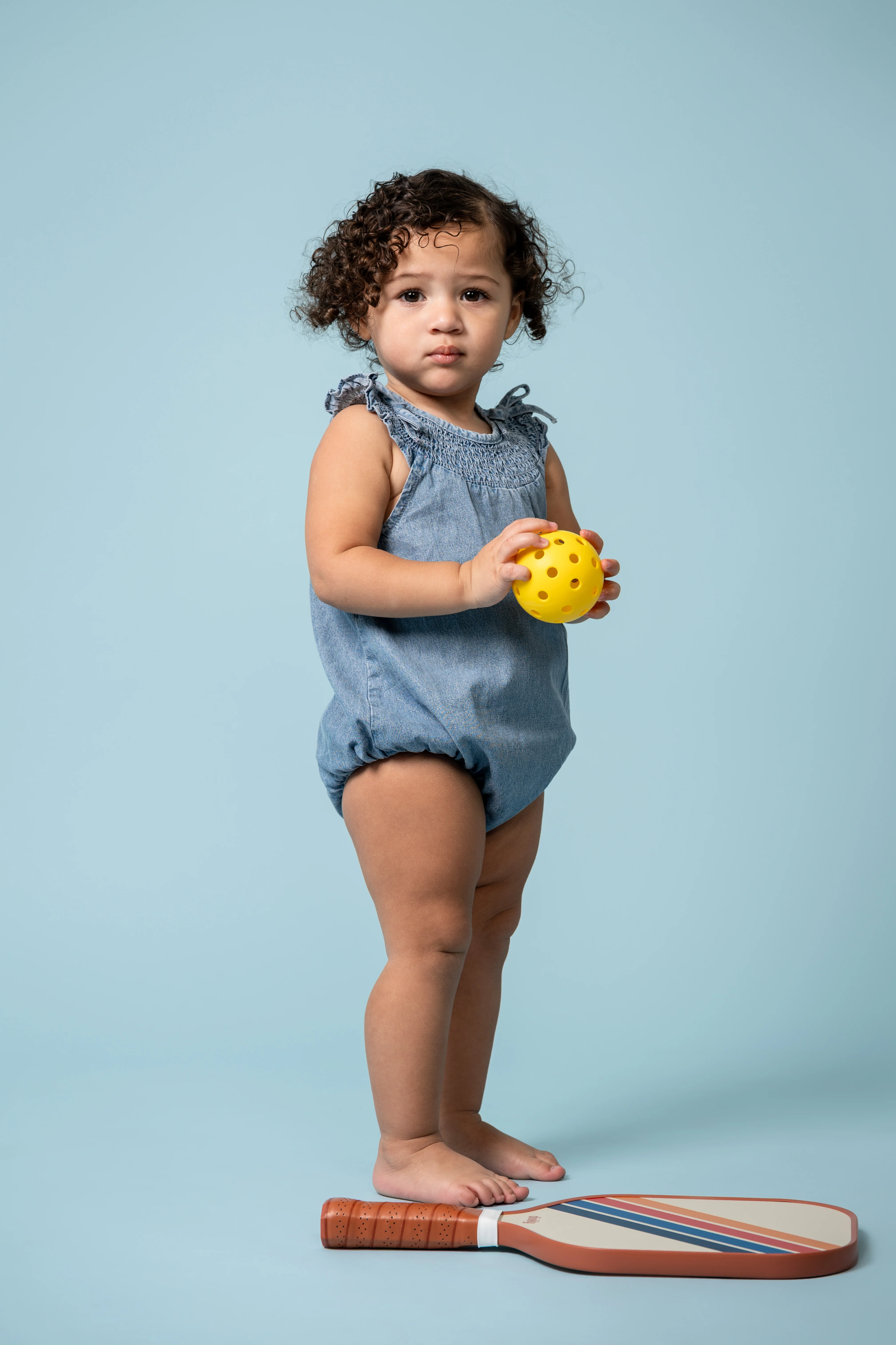 Birnham On The Sea Smocked Romper - Stonewash Denim - Image 2