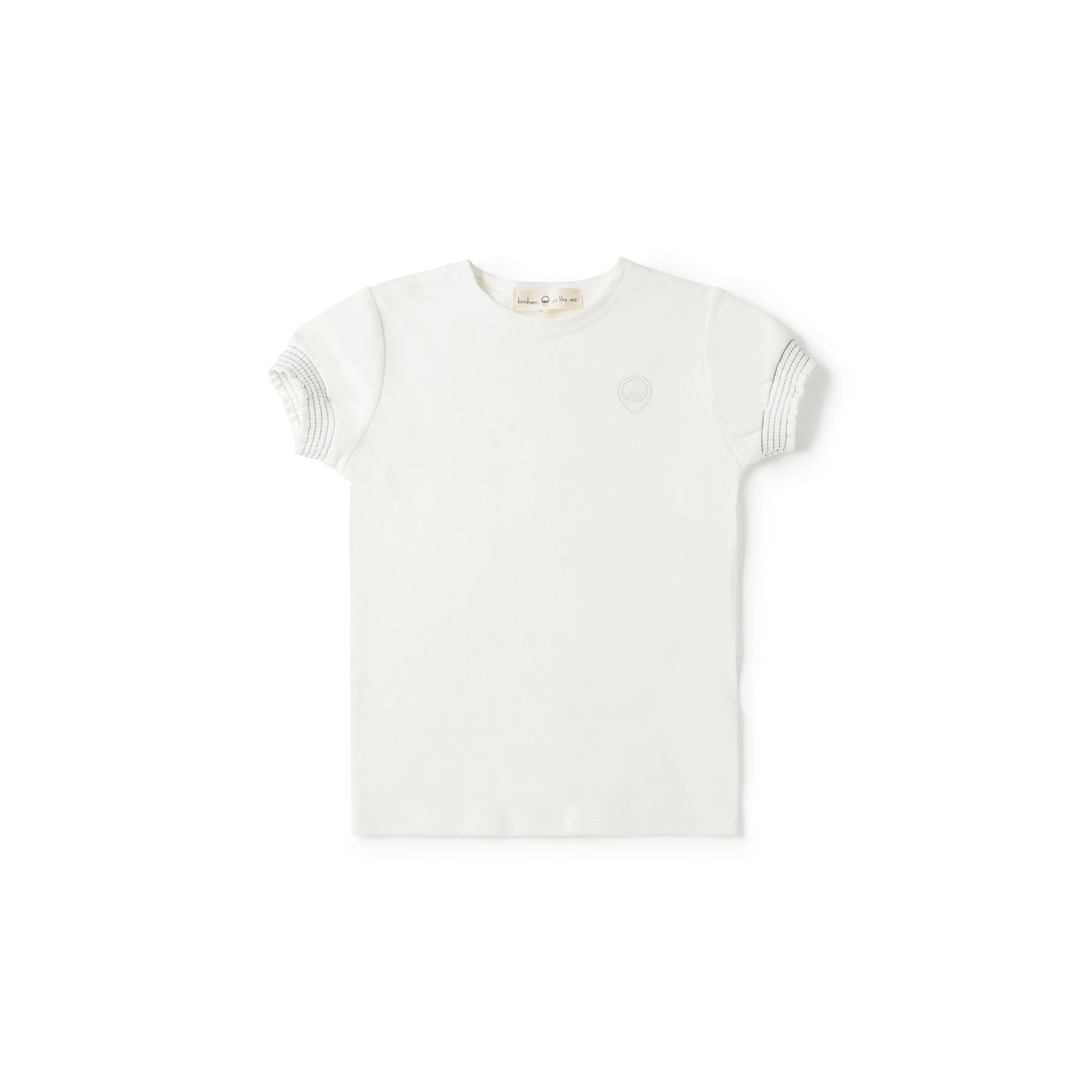 Birnham On The Sea Smocked Tee - White/Blue (Long Sleeve)