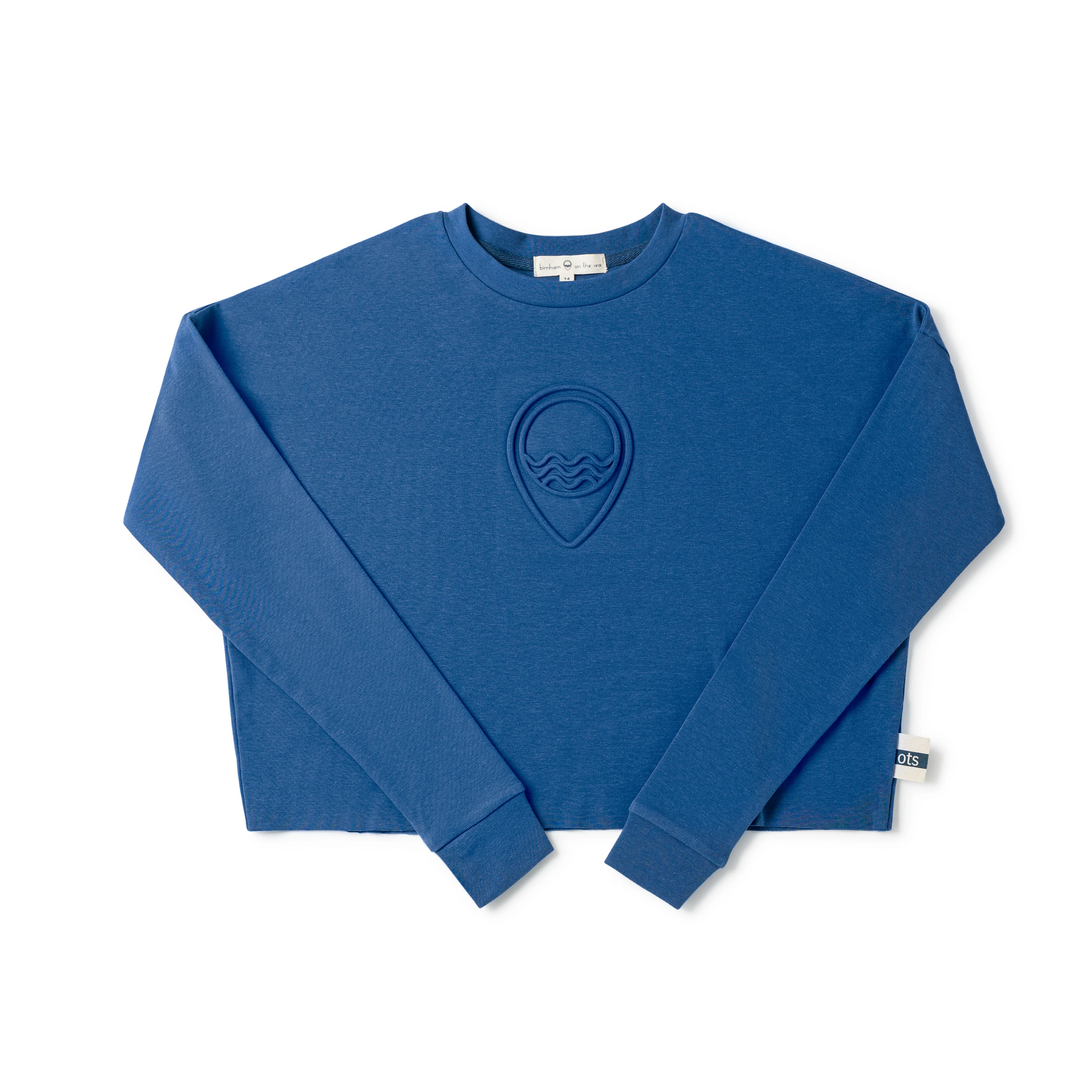 Birnham On The Sea Teen Cropped Logo Tee - English Blue