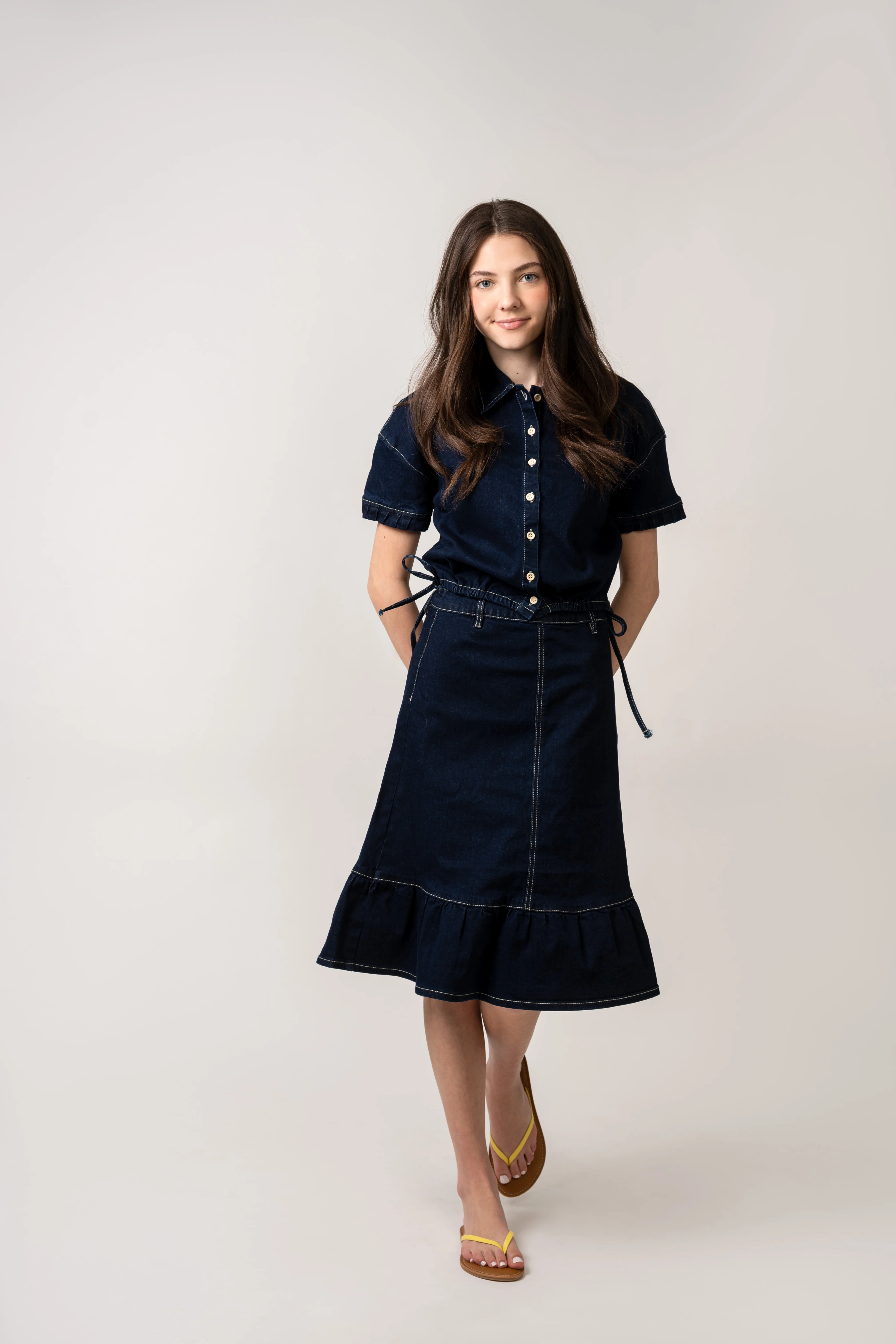Birnham On The Sea Teen Drawstring Top - Indigo - Image 2