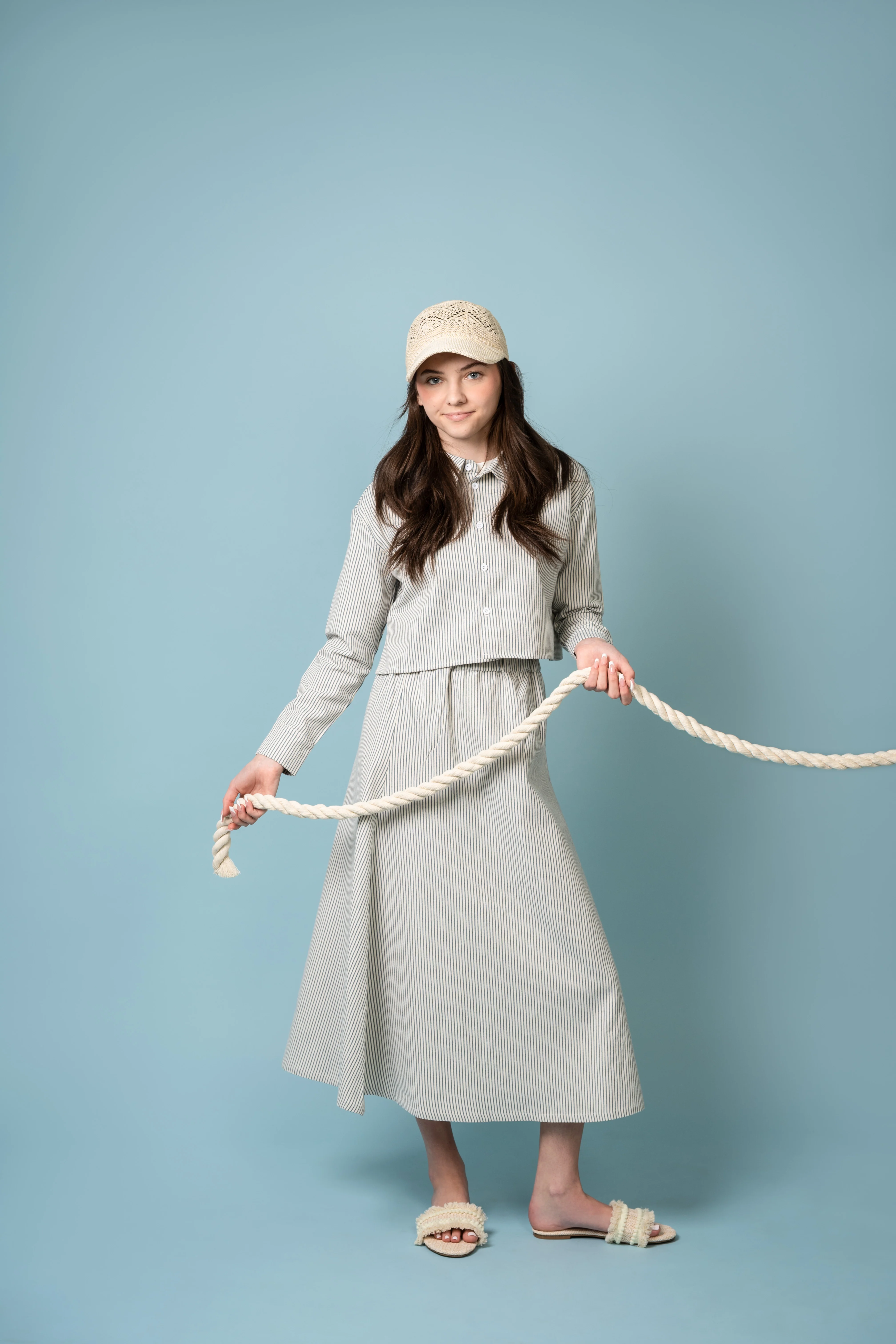 Birnham On The Sea Teen Skirt - Blue Stripe - Image 3