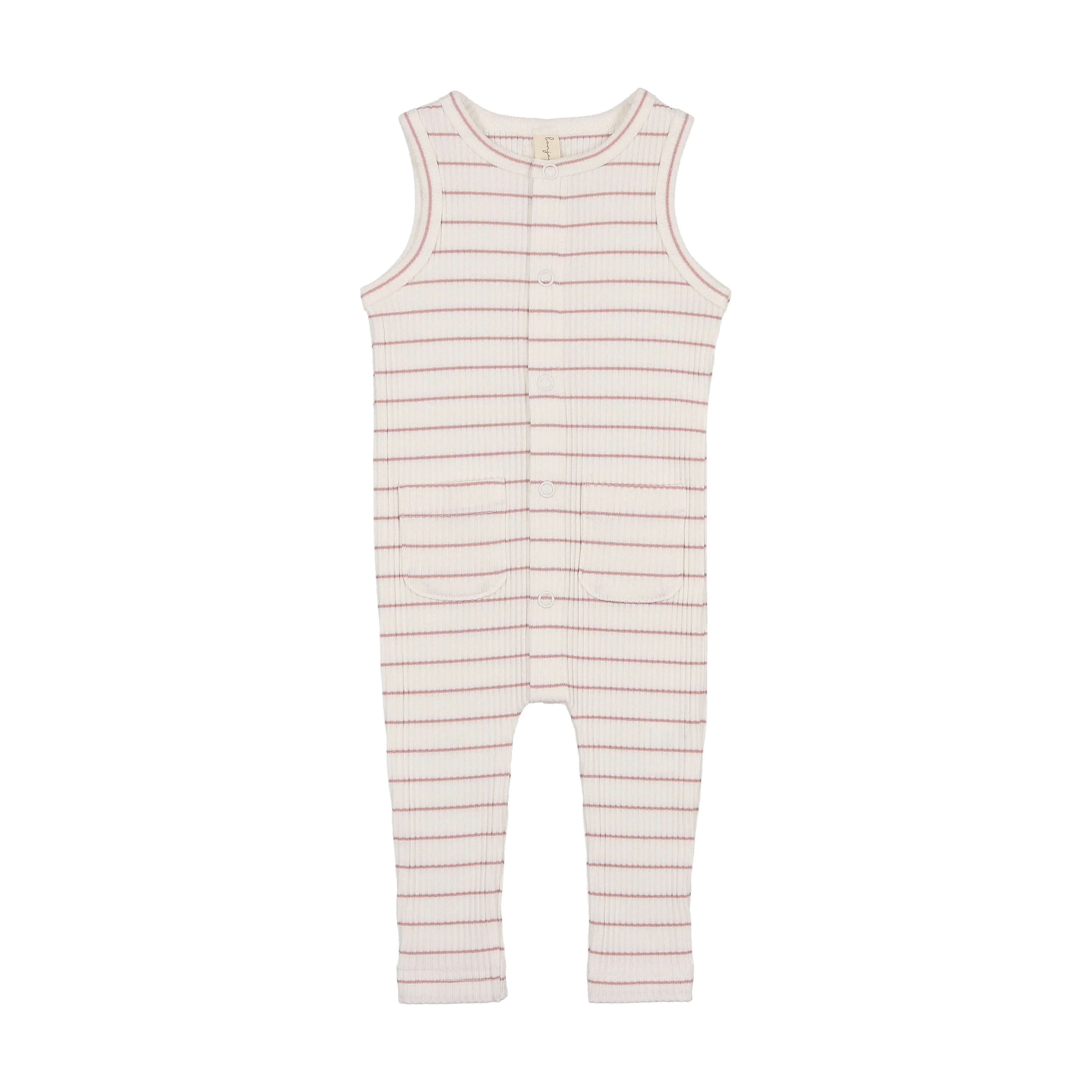 Bonjoy Ribbed Stripe Romper - Mauve