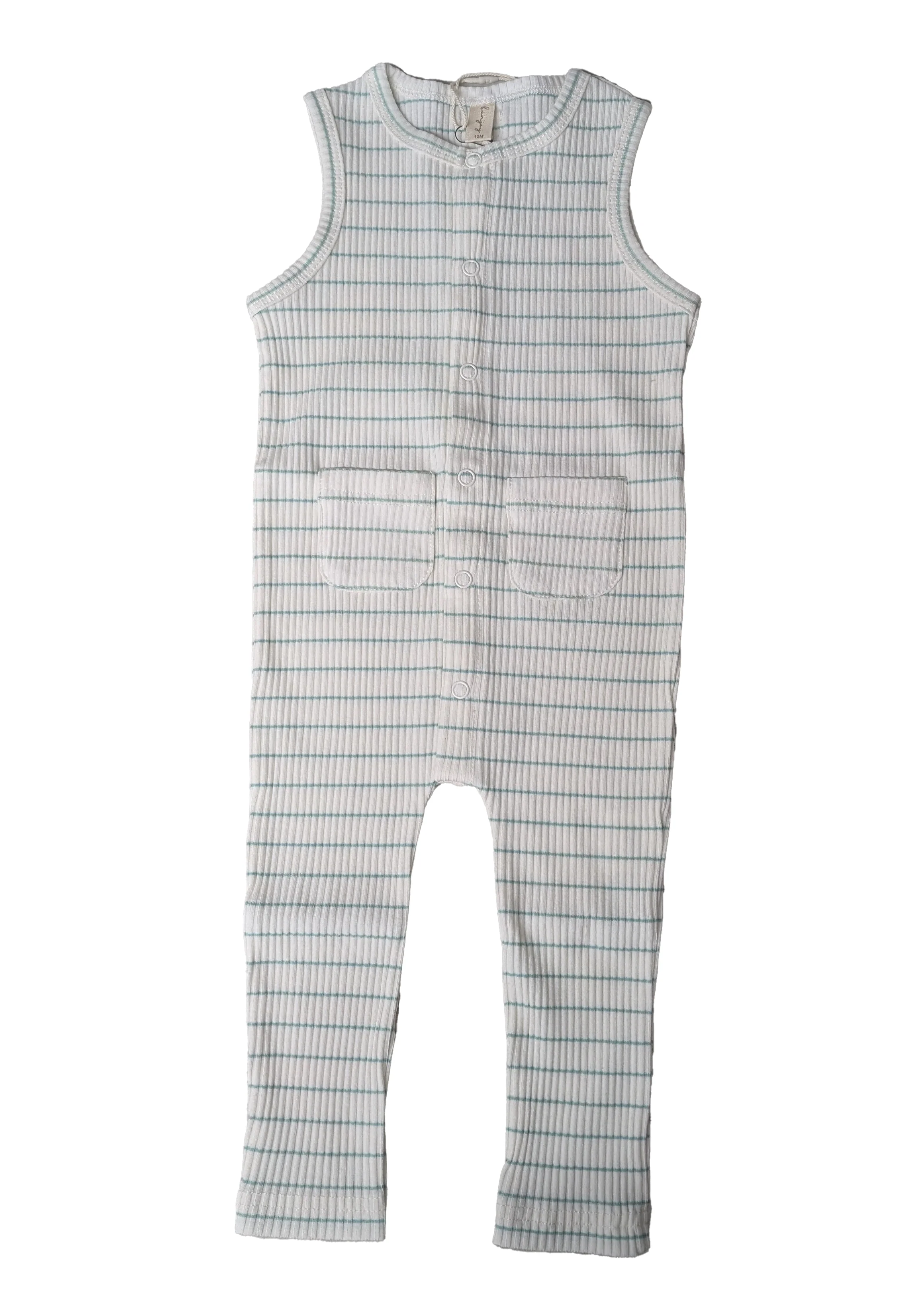 Bonjoy Ribbed Stripe Romper - Mint