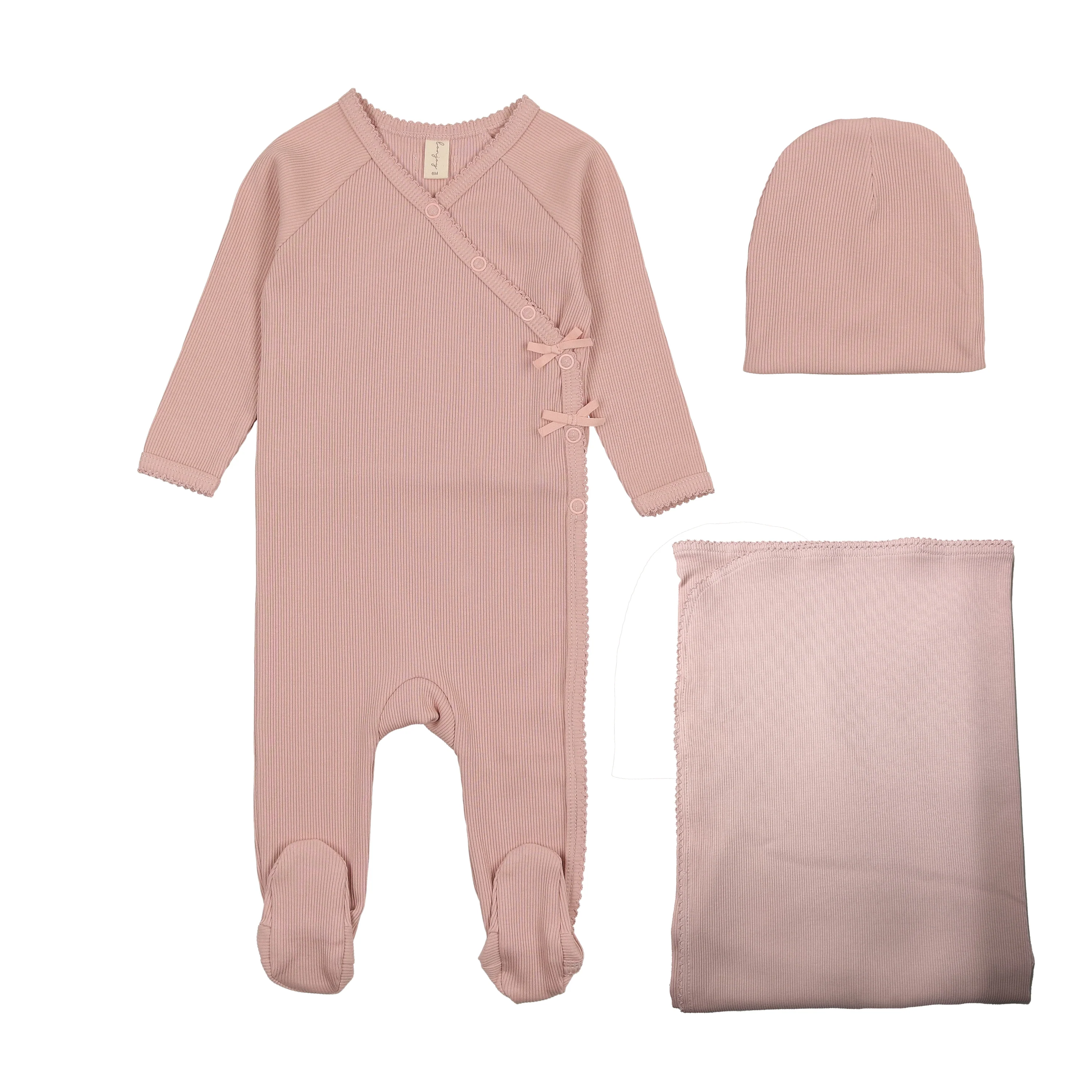 Bonjoy Ribbed Wrap 3PC Set - Pink
