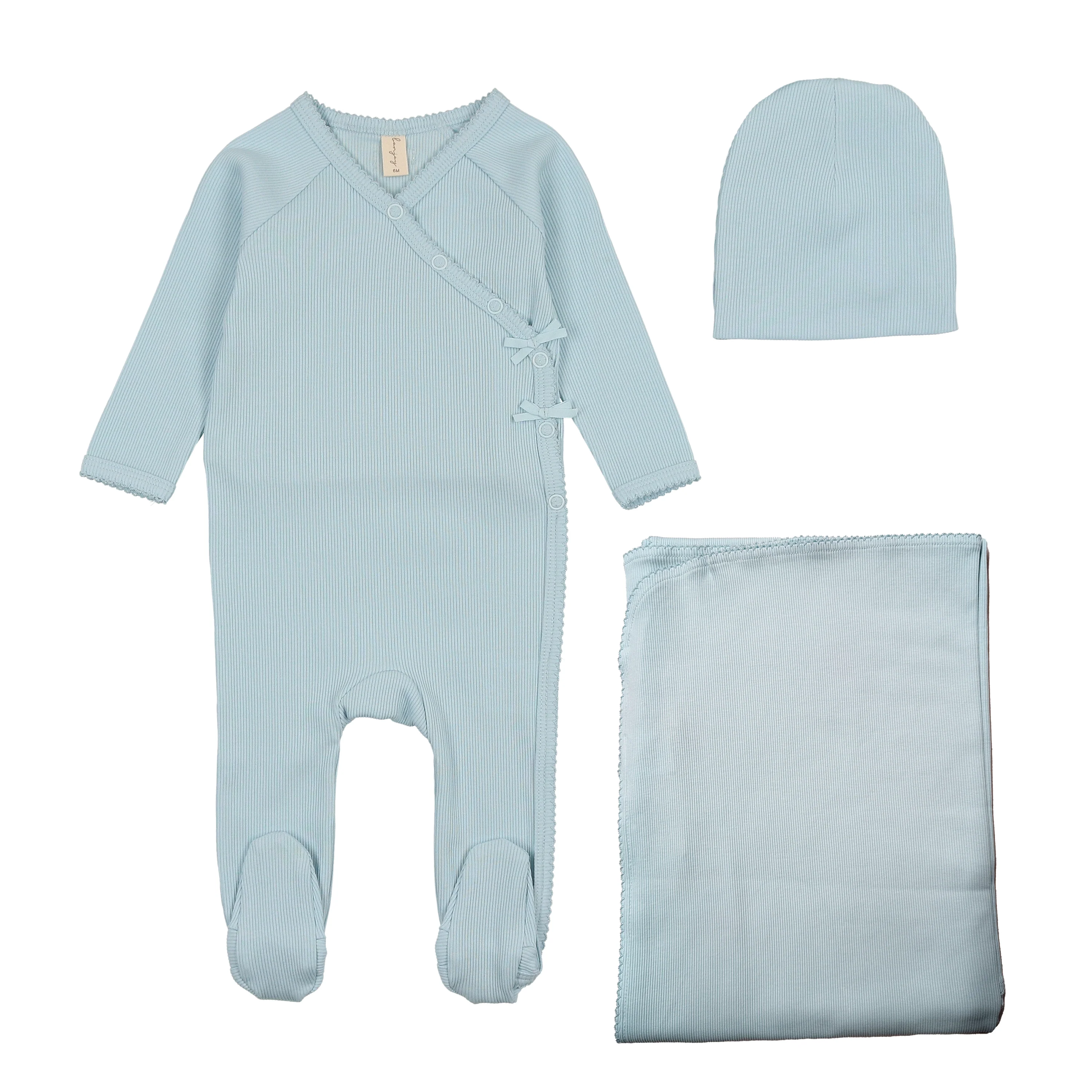 Bonjoy Ribbed Wrap 3PC Set - Blue