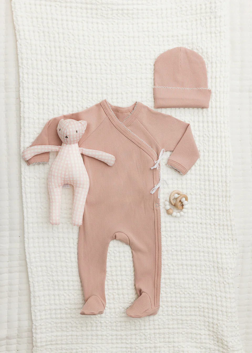 Bonjoy Ribbed Wrap Footie & Beanie - Pink - Image 2