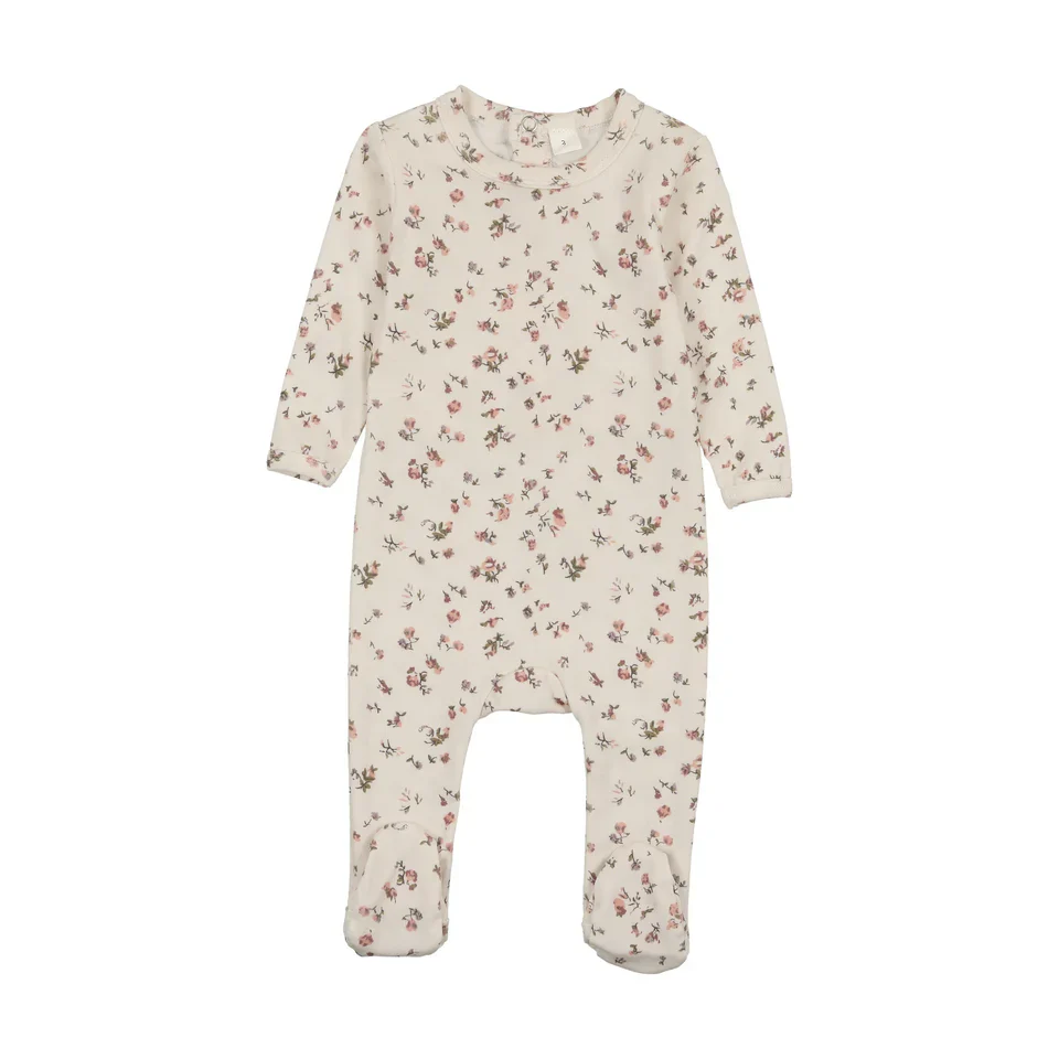 Bonjoy Scattered Floral Print Footie & Beanie - Floral