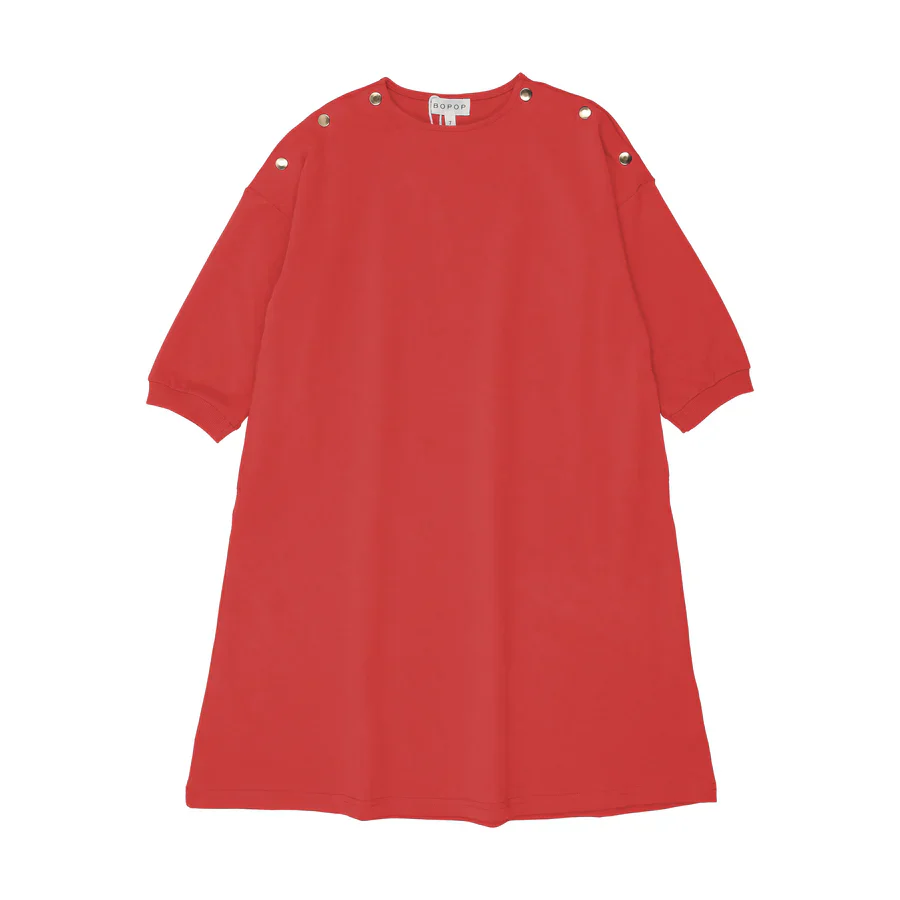 Bopop Snap LS Dress - Coral