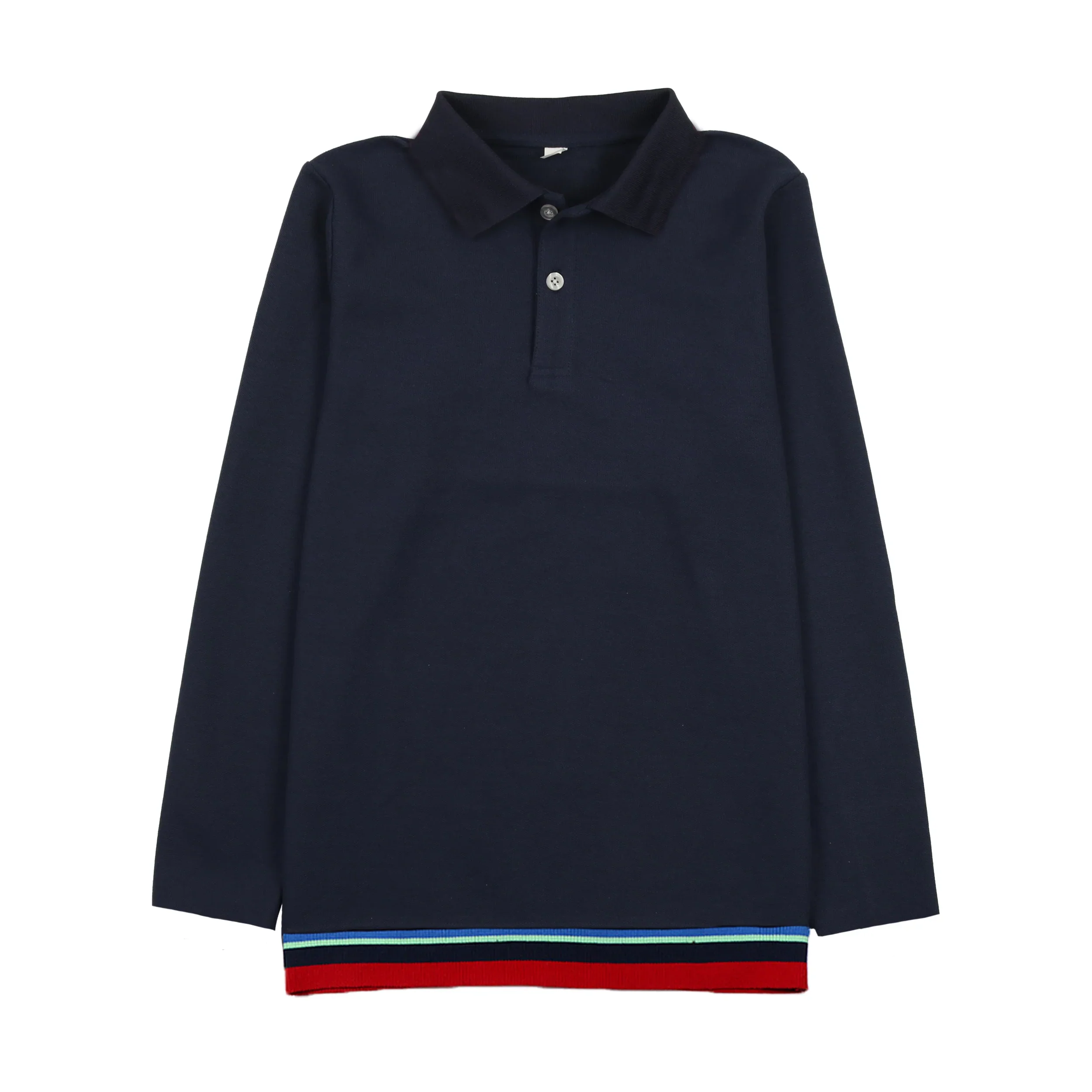 Bopop Striped Boys Polo LS - Navy