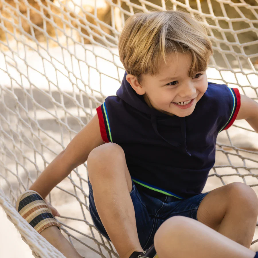 Bopop Striped Hooded Toddler Set - Navy - Image 2