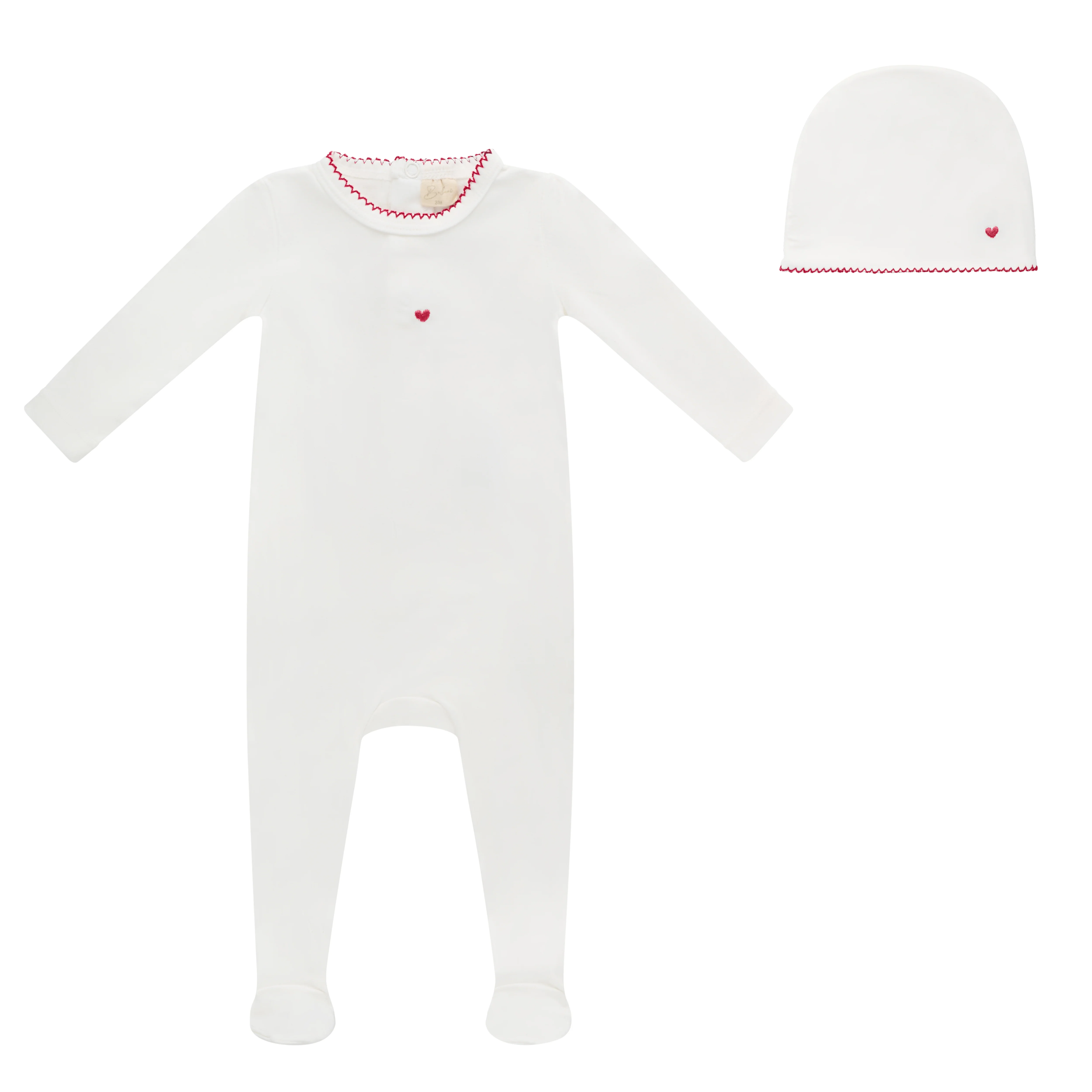 Bubani Heart Collection Footie And Hat - White