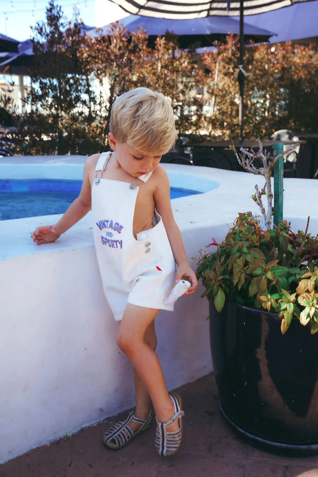 Calla Lili Baby Boy Golf Romper - White - Image 2