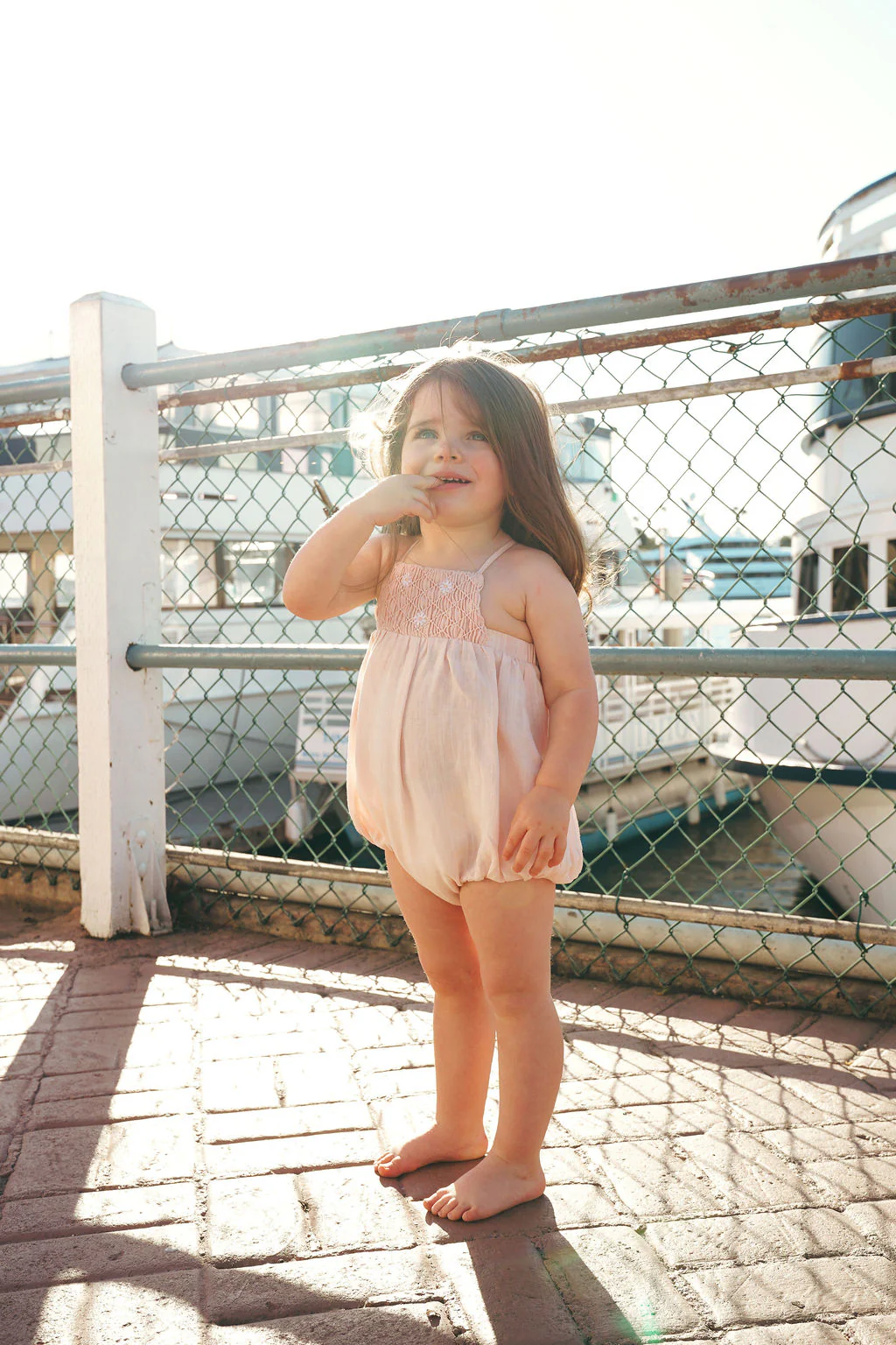 Calla Lili Baby Girl Linen Romper - Pink - Image 2
