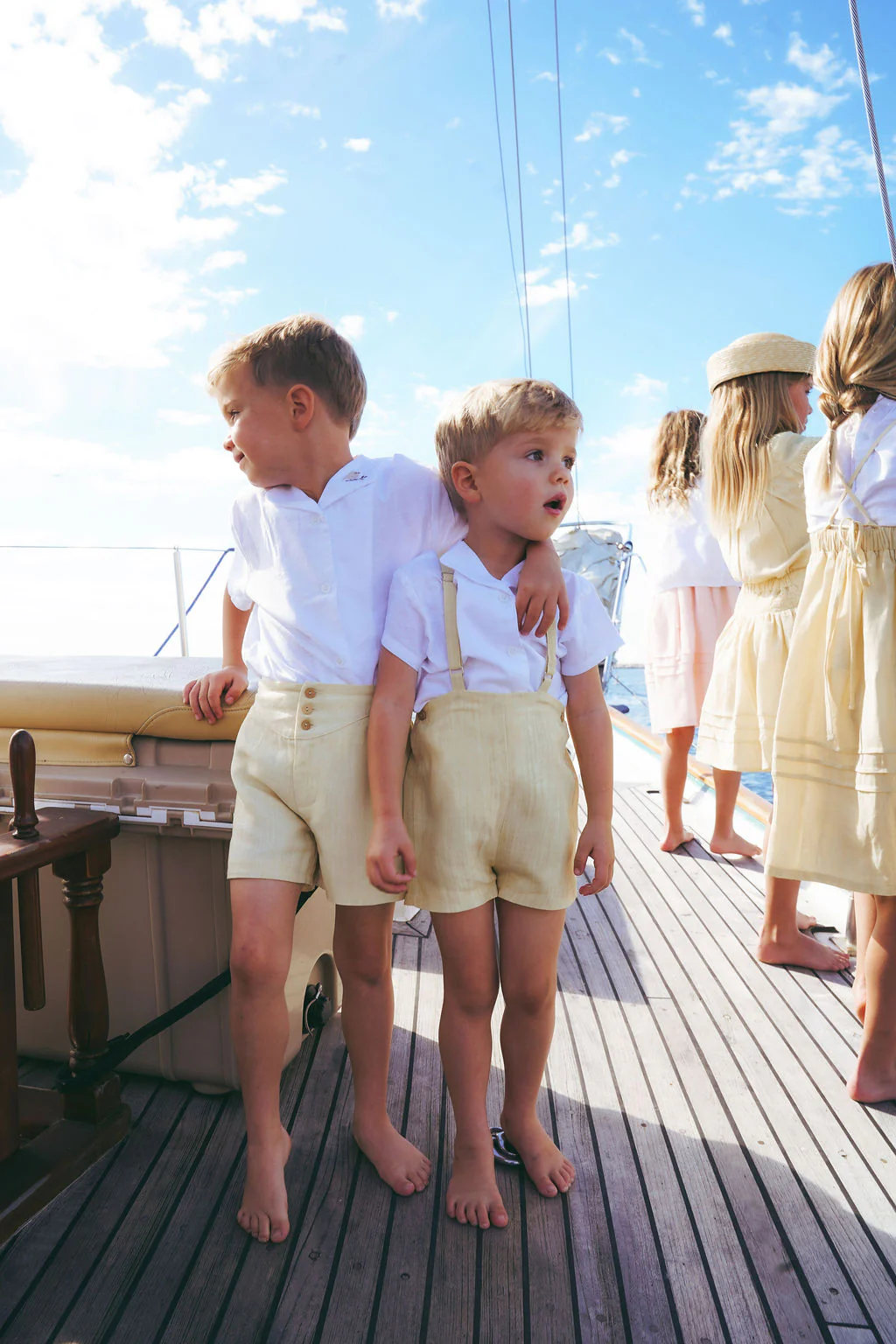 Calla Lili Boys Linen Shirt With Bird - White/Sand - Image 3