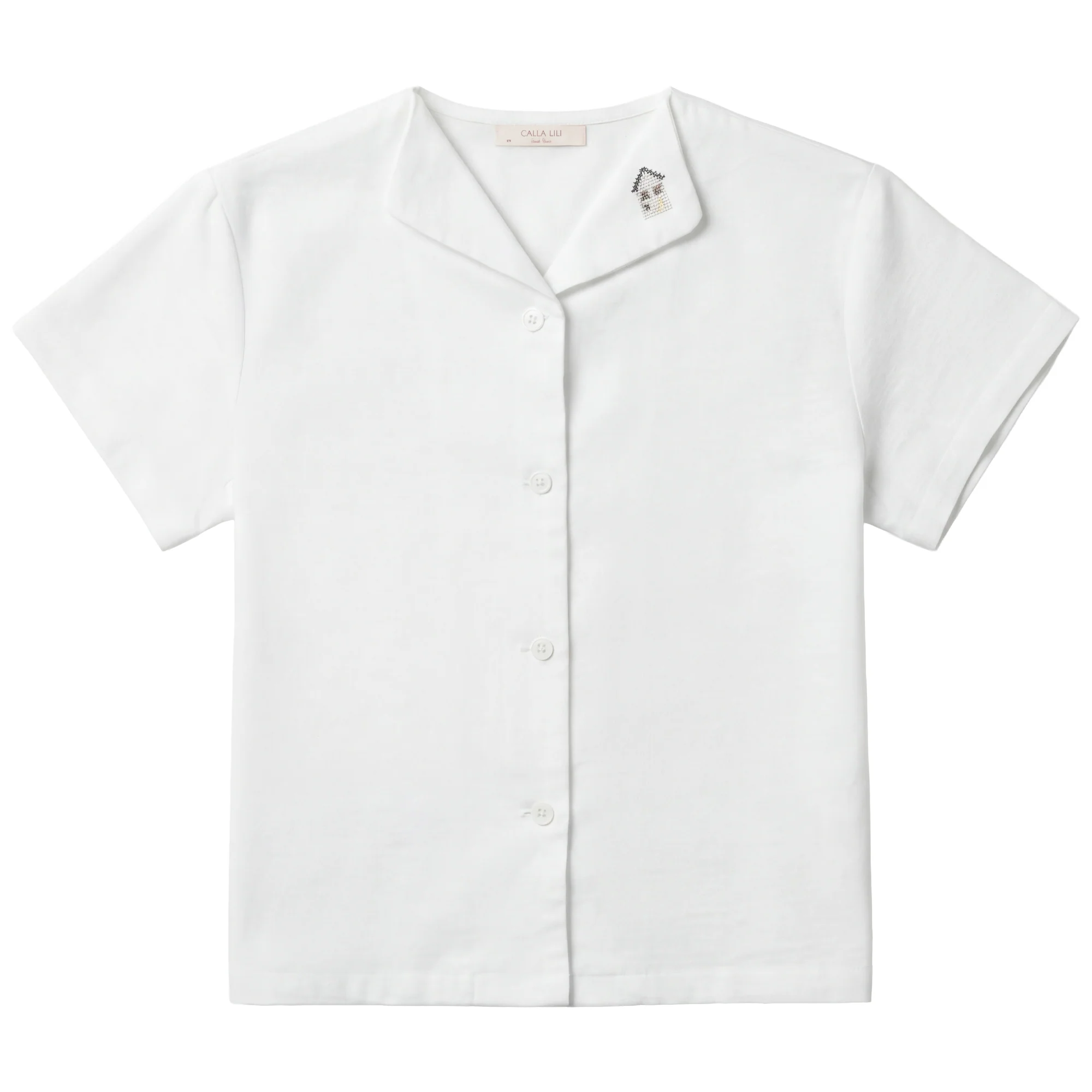 Calla Lili Boys Linen Shirt With House - White/Sand