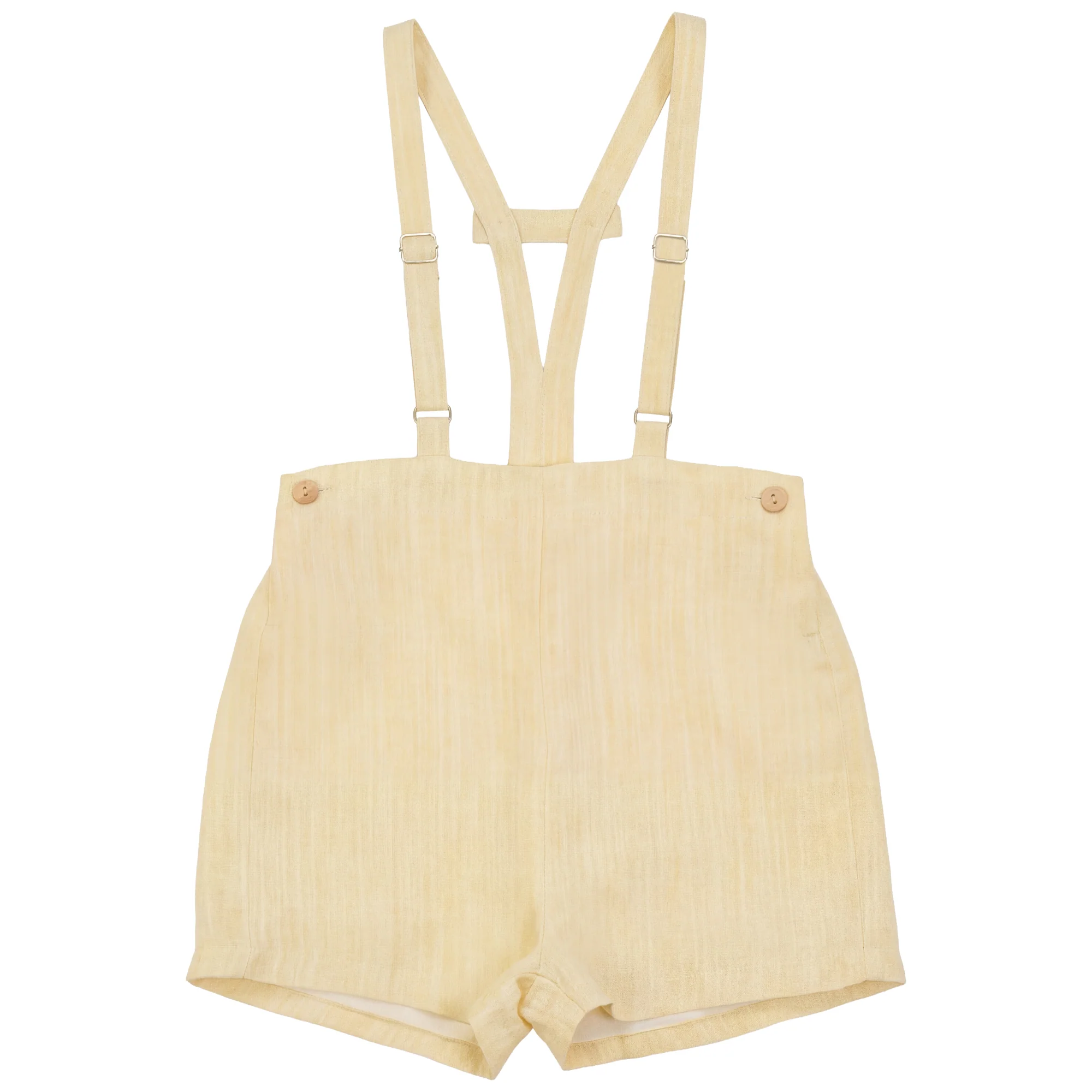 Calla Lili Boys Linen Shorts With Suspenders - Yellow