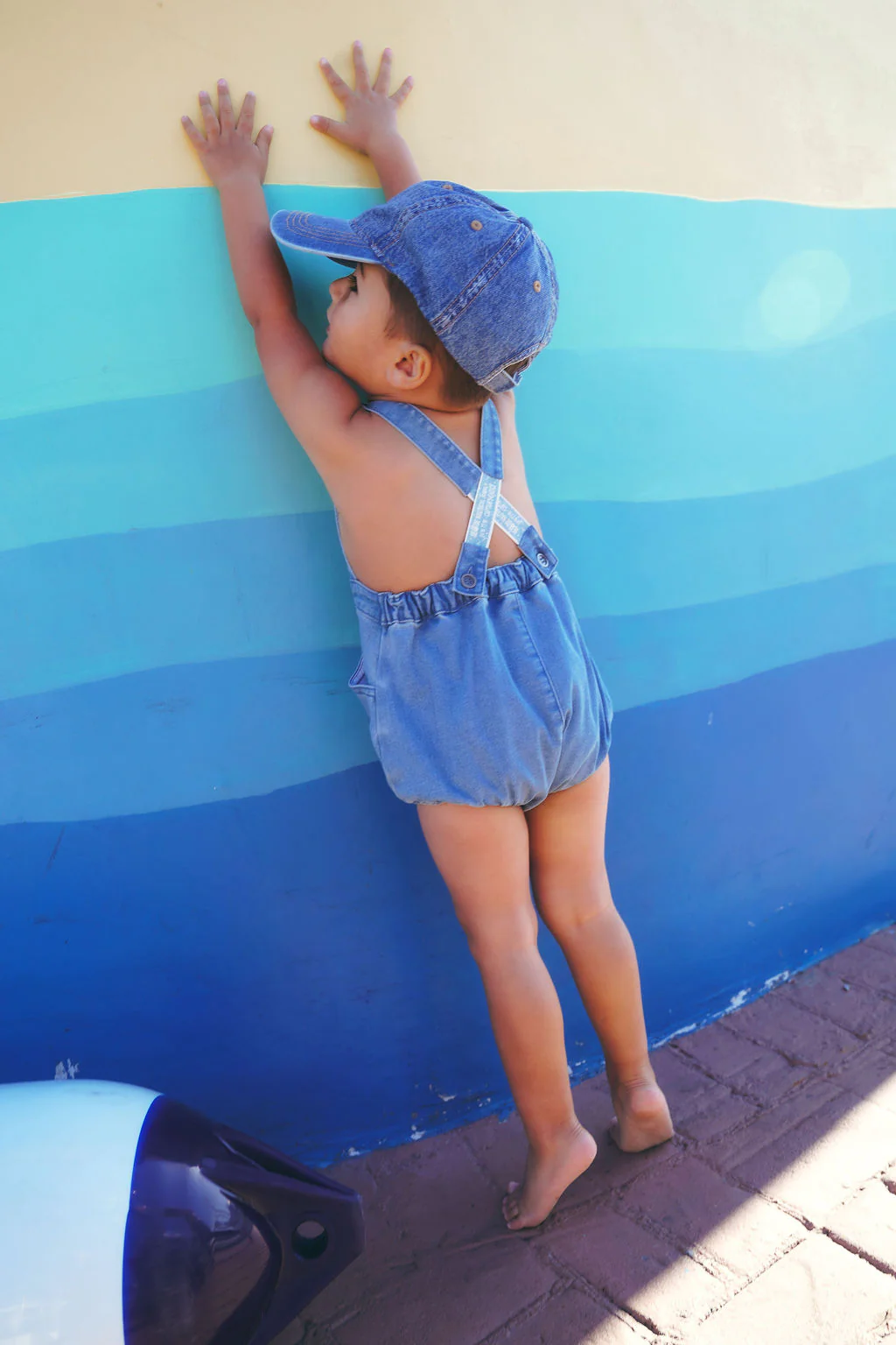 Calla Lili Boys Nautical Romper - Denim Blue - Image 2