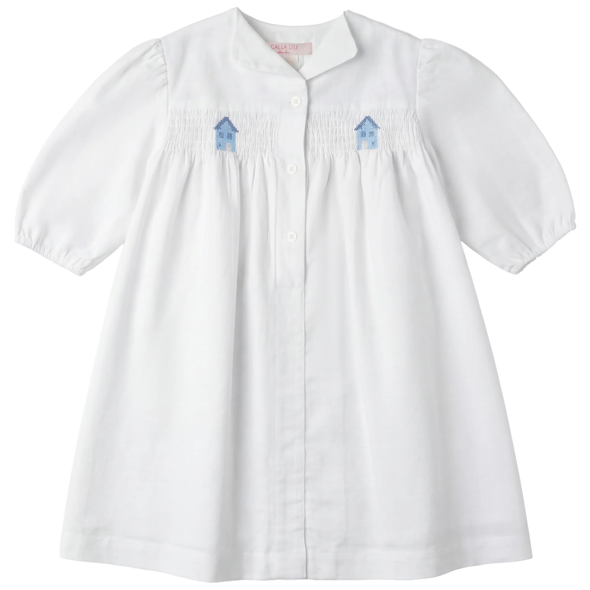 Calla Lili Girls Dress With Smocking - White