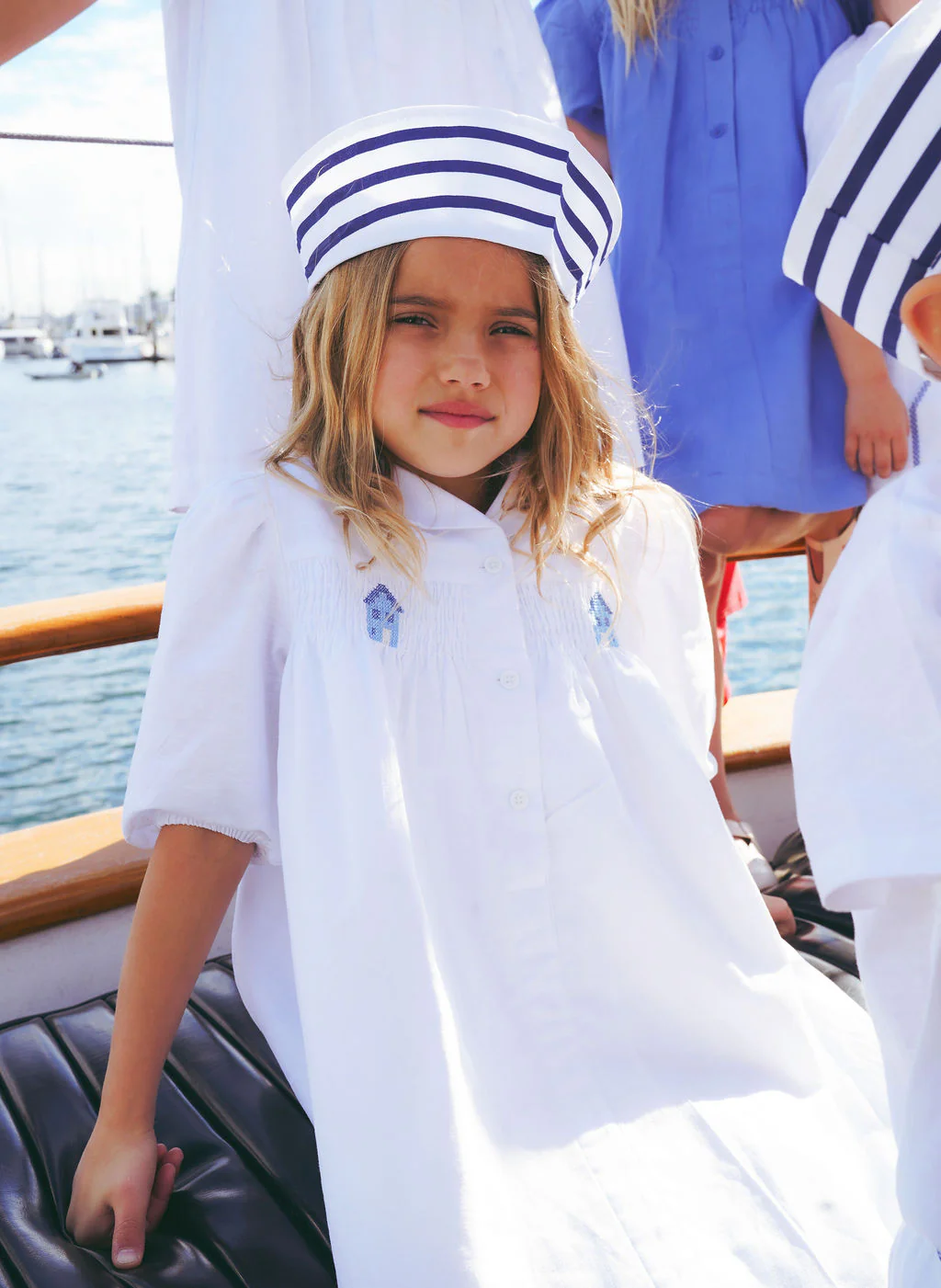 Calla Lili Girls Dress With Smocking - White - Image 2