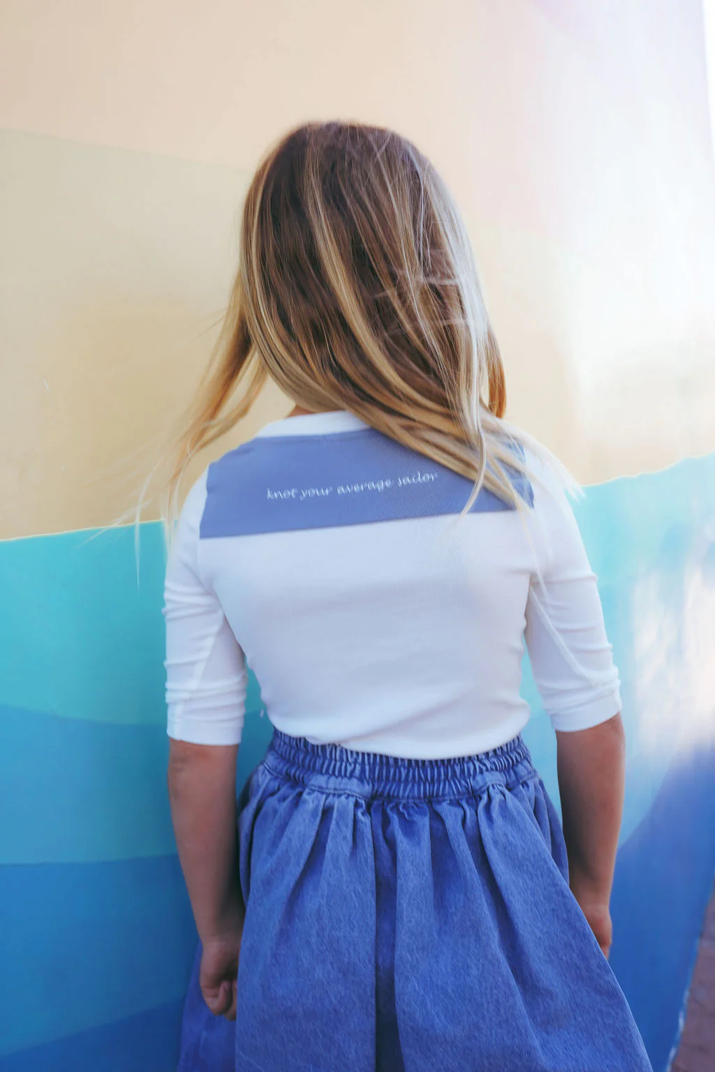 Calla Lili Girls Long Sleeve T-shirt - White/Blue - Image 3