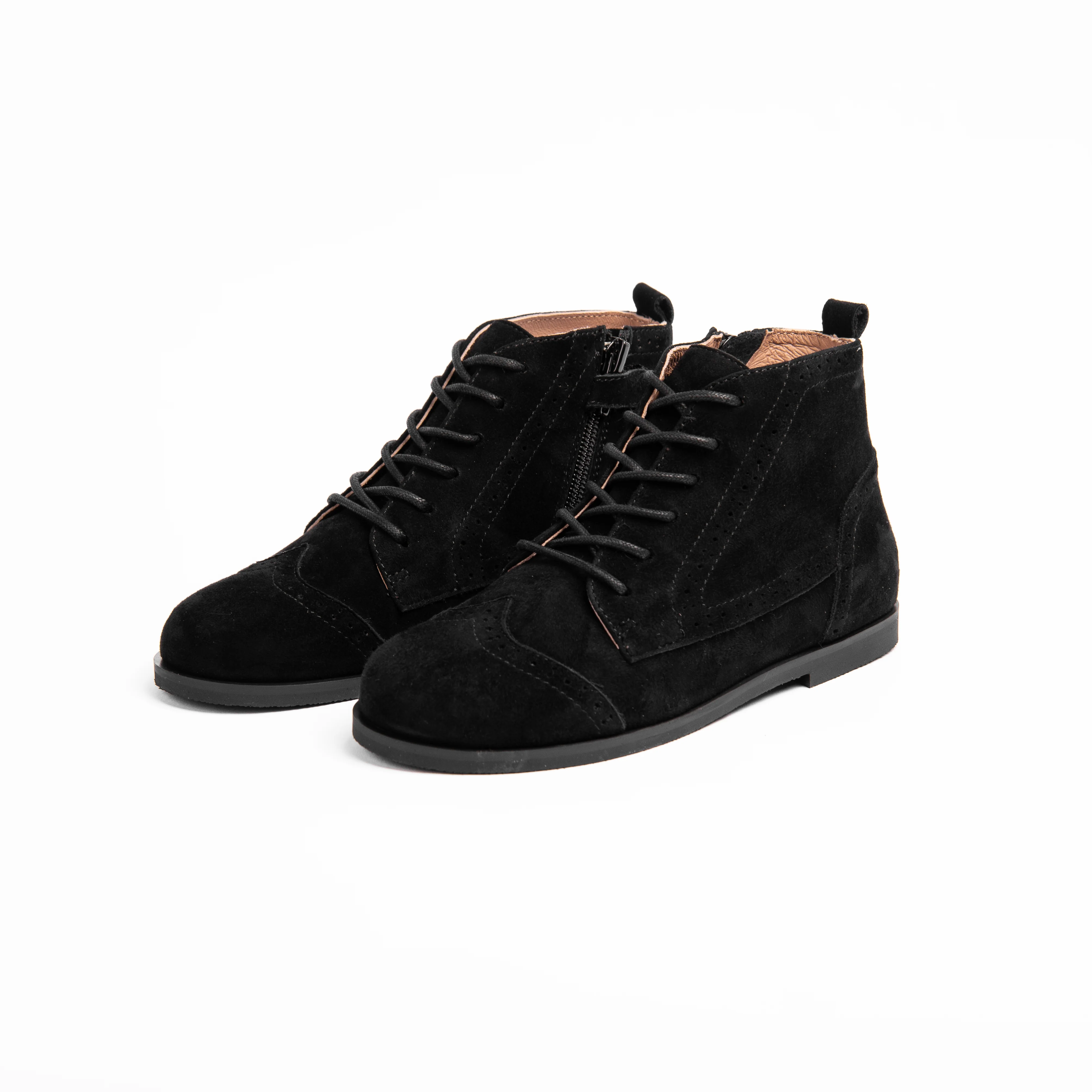 Camille Shoes Emily Wingtip Black Suede