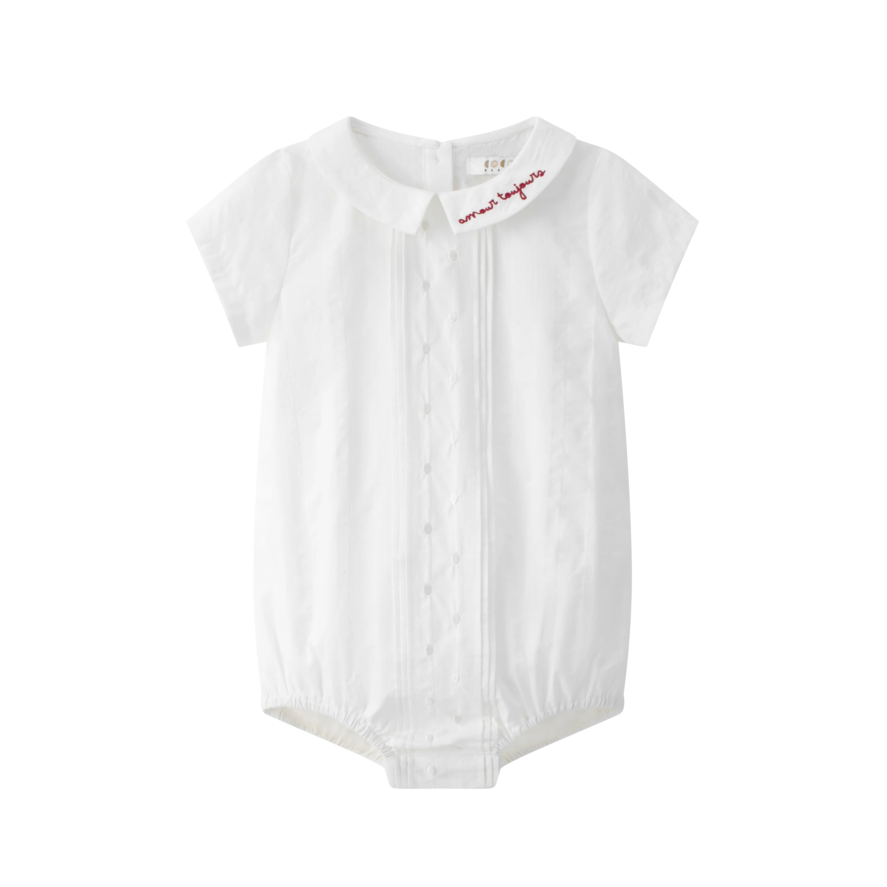 Coco Blanc Boy Peter Pan Romper - White