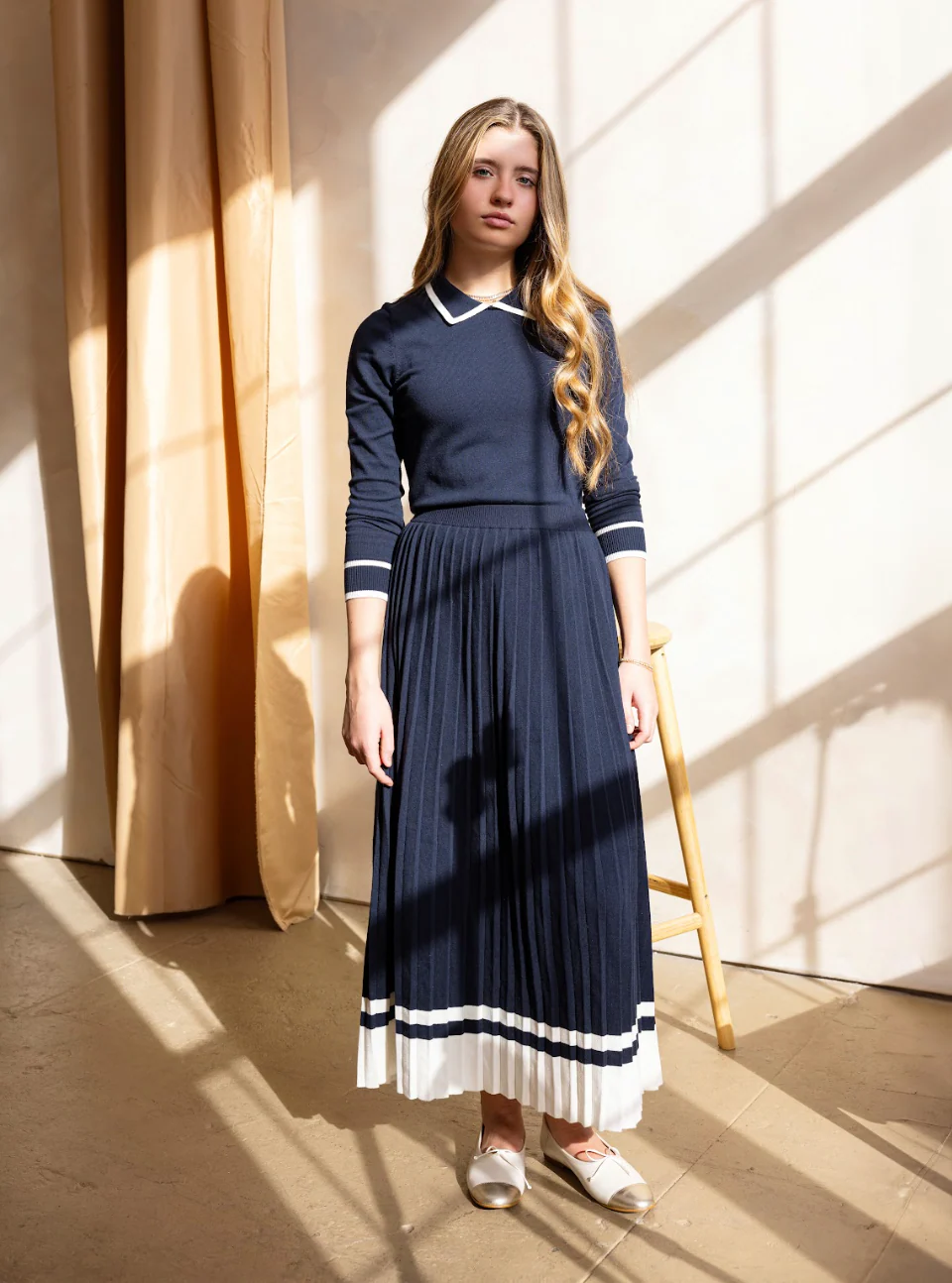 Coco Blanc Collared Sweater - Navy - Image 2