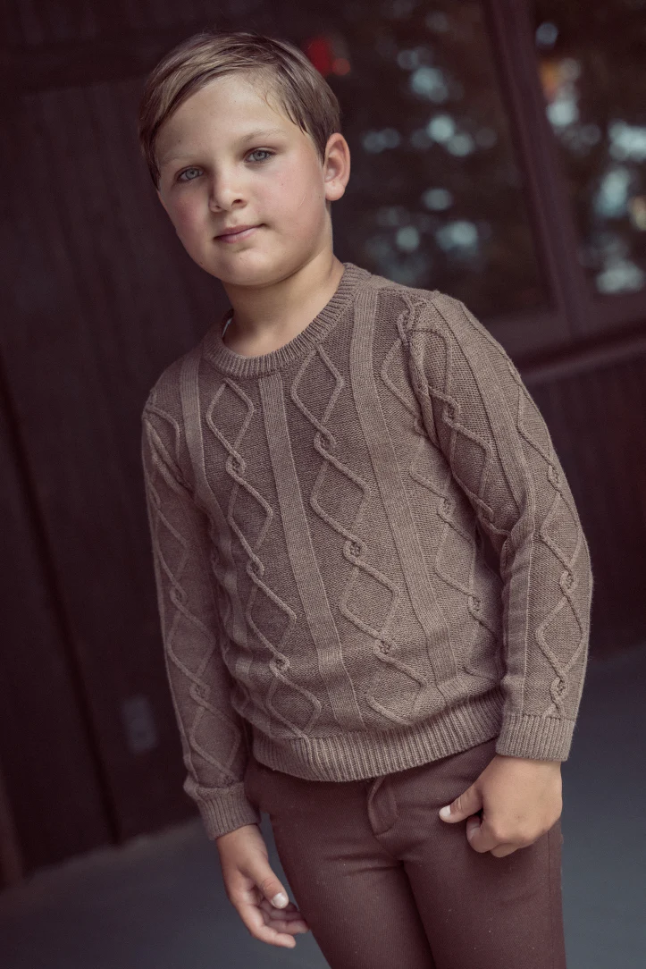 Coco Blanc Diamond Crew Sweater - Mocha - Image 2