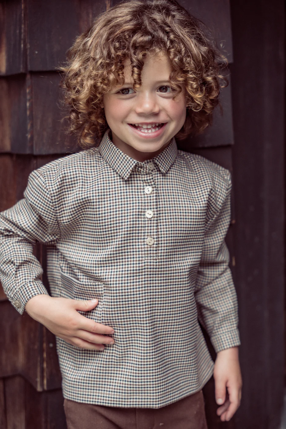 Coco Blanc Houndstooth Boxy Shirt - Image 2