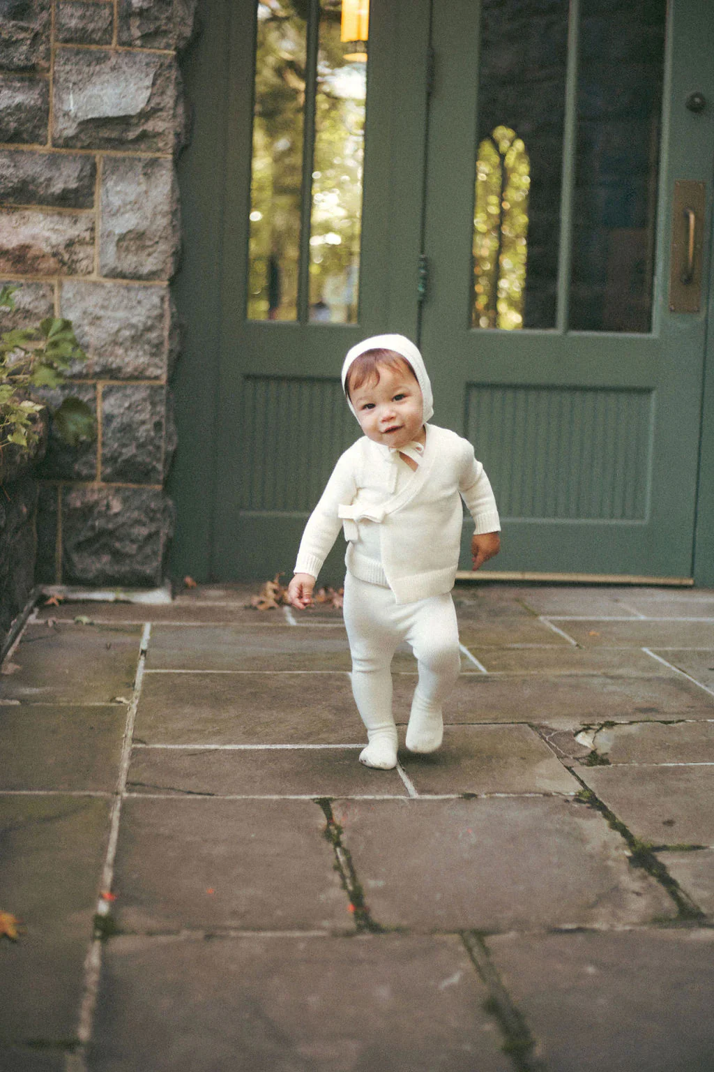 Coco blanc Knit Baby Set with Bonnet IVORY - Image 2