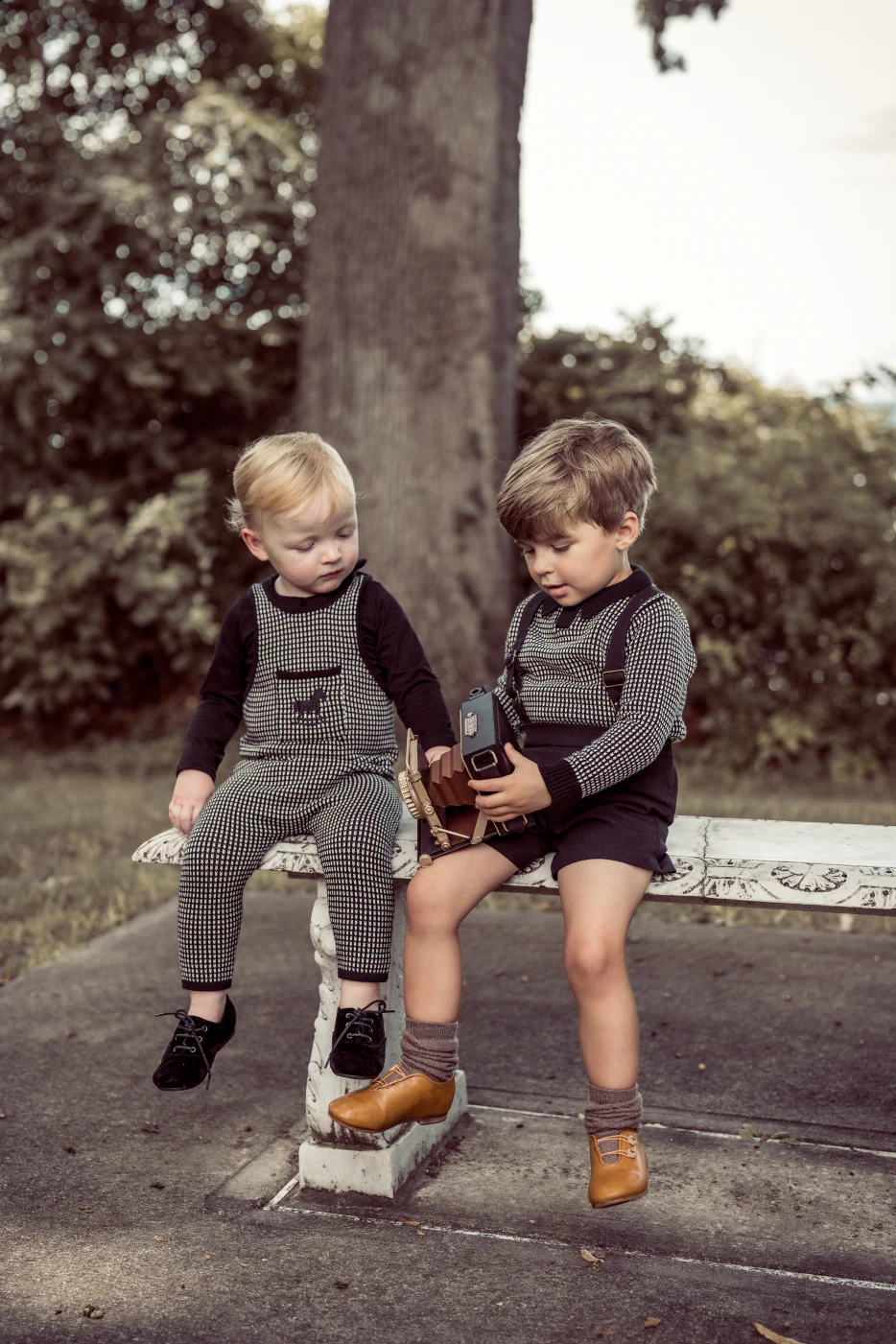 Coco Blanc Long Knit Romper With Black Embroidered Rocking Horse On Pocket - Black/White - Image 3