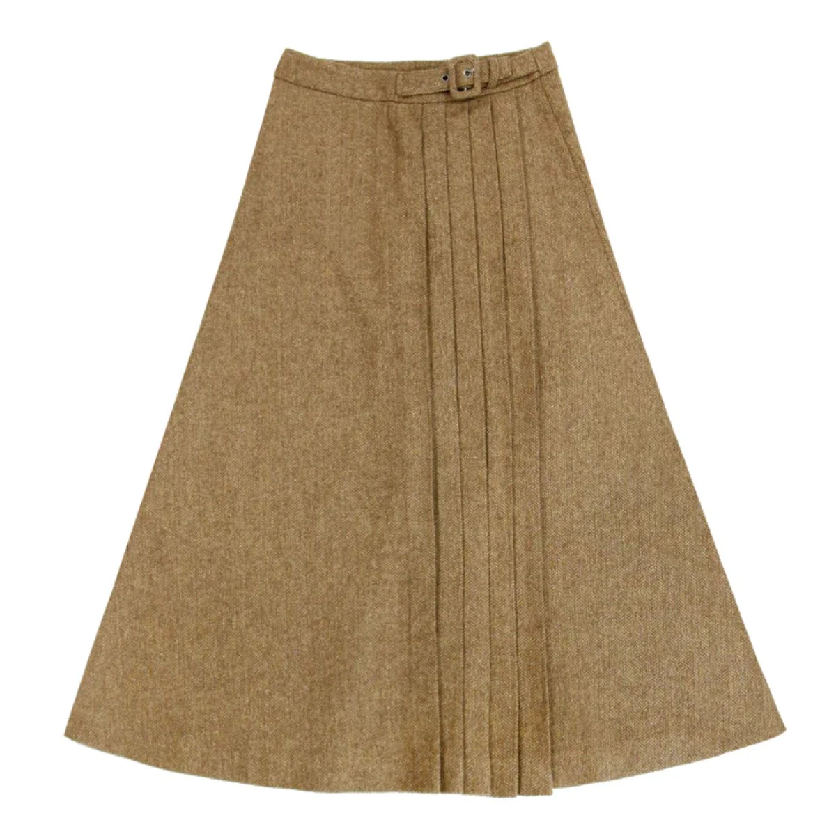 Coco Blanc Mocha Herringbone Side Buckle Skirt
