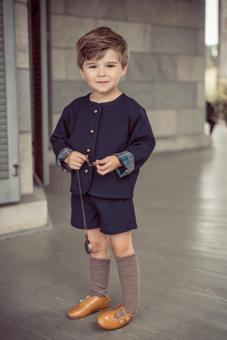 Coco Blanc Navy Suspender Shorts - Image 2